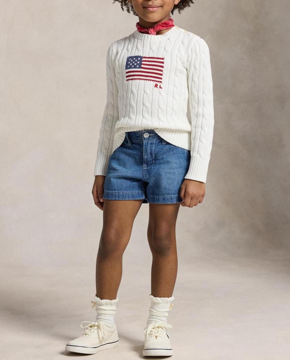 Imagen 0 de Pantalón corto de niña en denim de algodón