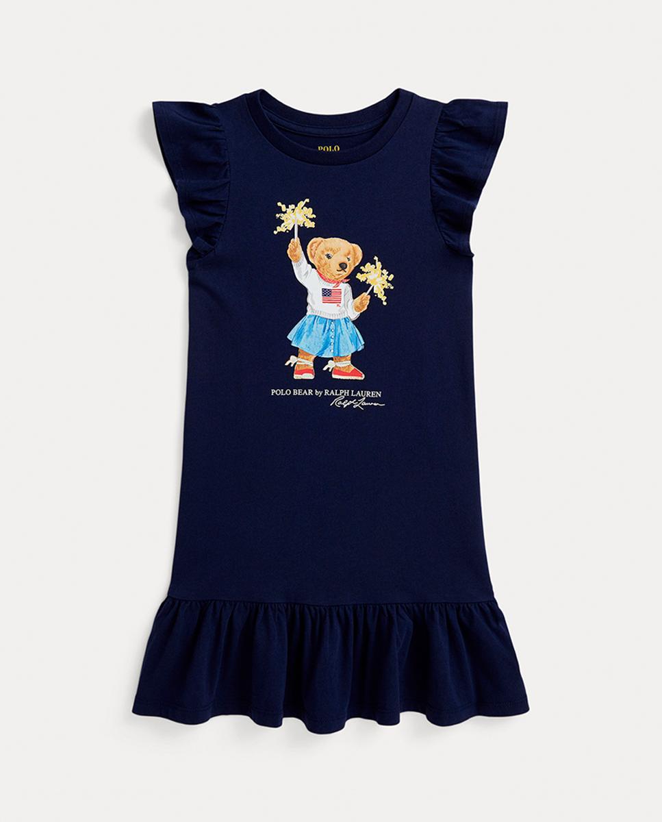Imagen 0 de Vestido de niña de algodón con Polo Bear