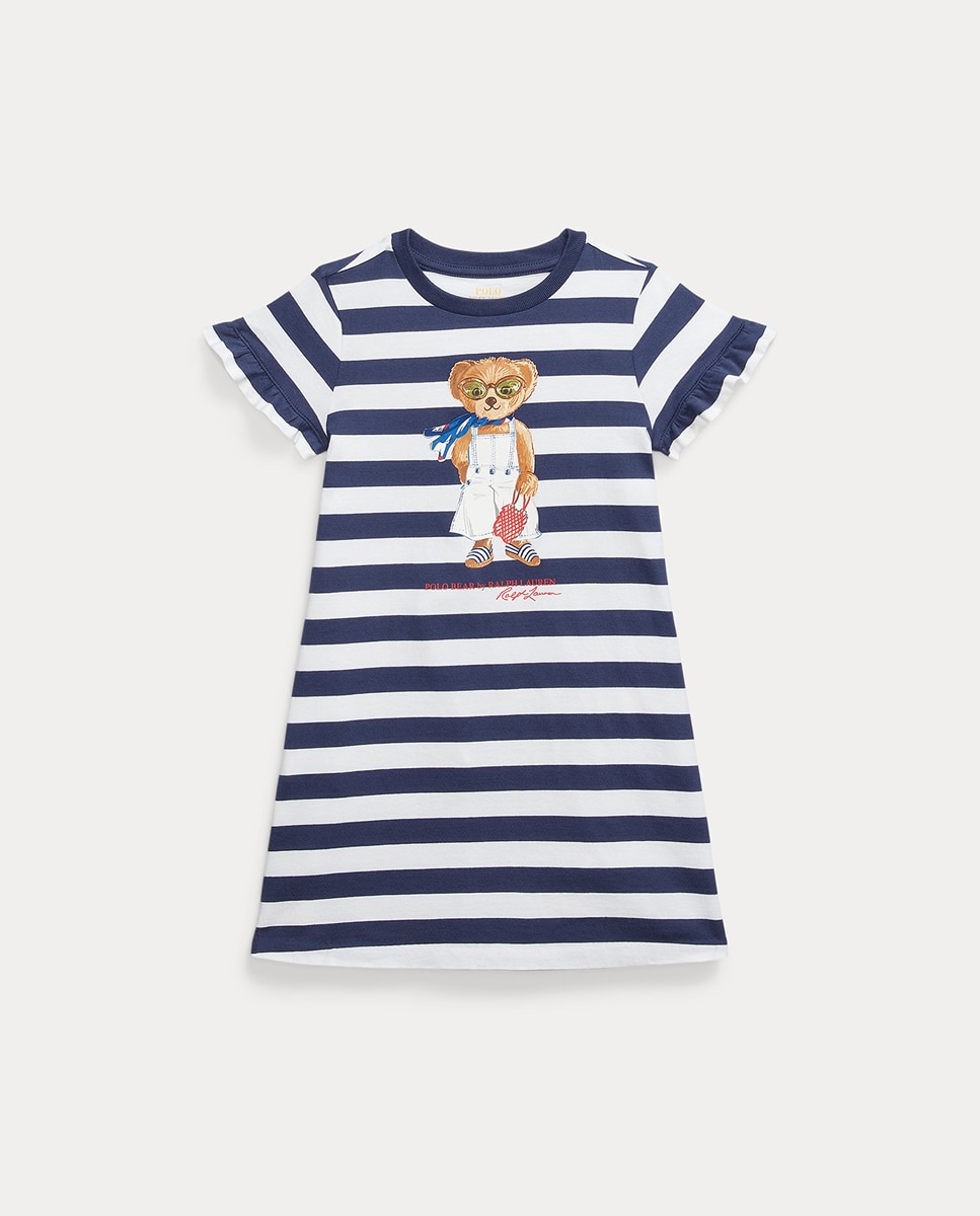 Imagen 0 de Vestido de niña de algodón con Polo Bear