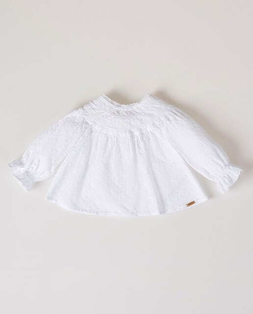 Imagen 0 de Blusa con cuello bordado de bebé niña
