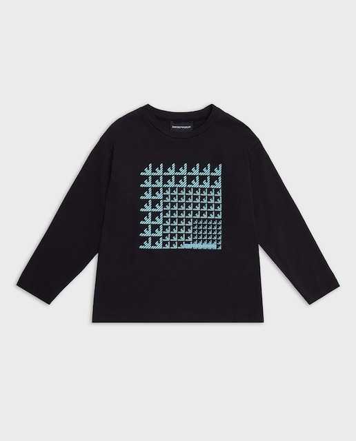 Imagen 0 de Camiseta de niño manga larga con logos a contraste