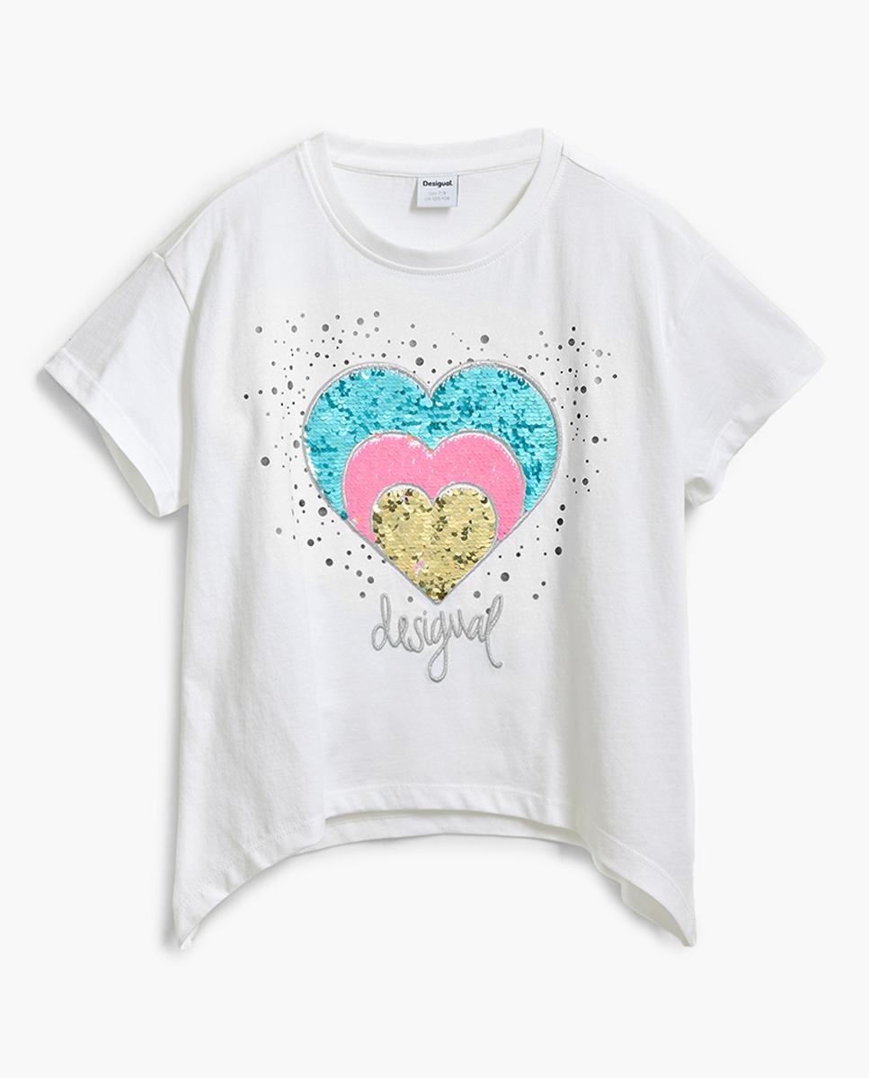 Imagen 0 de Camiseta corazón strass de niña