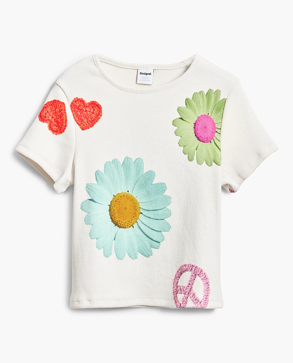 Imagen 0 de Camiseta flores ribbed de niña