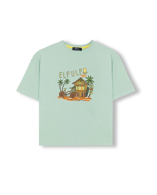 Imagen 0 de Camiseta niño Oversize con estampado manga corta