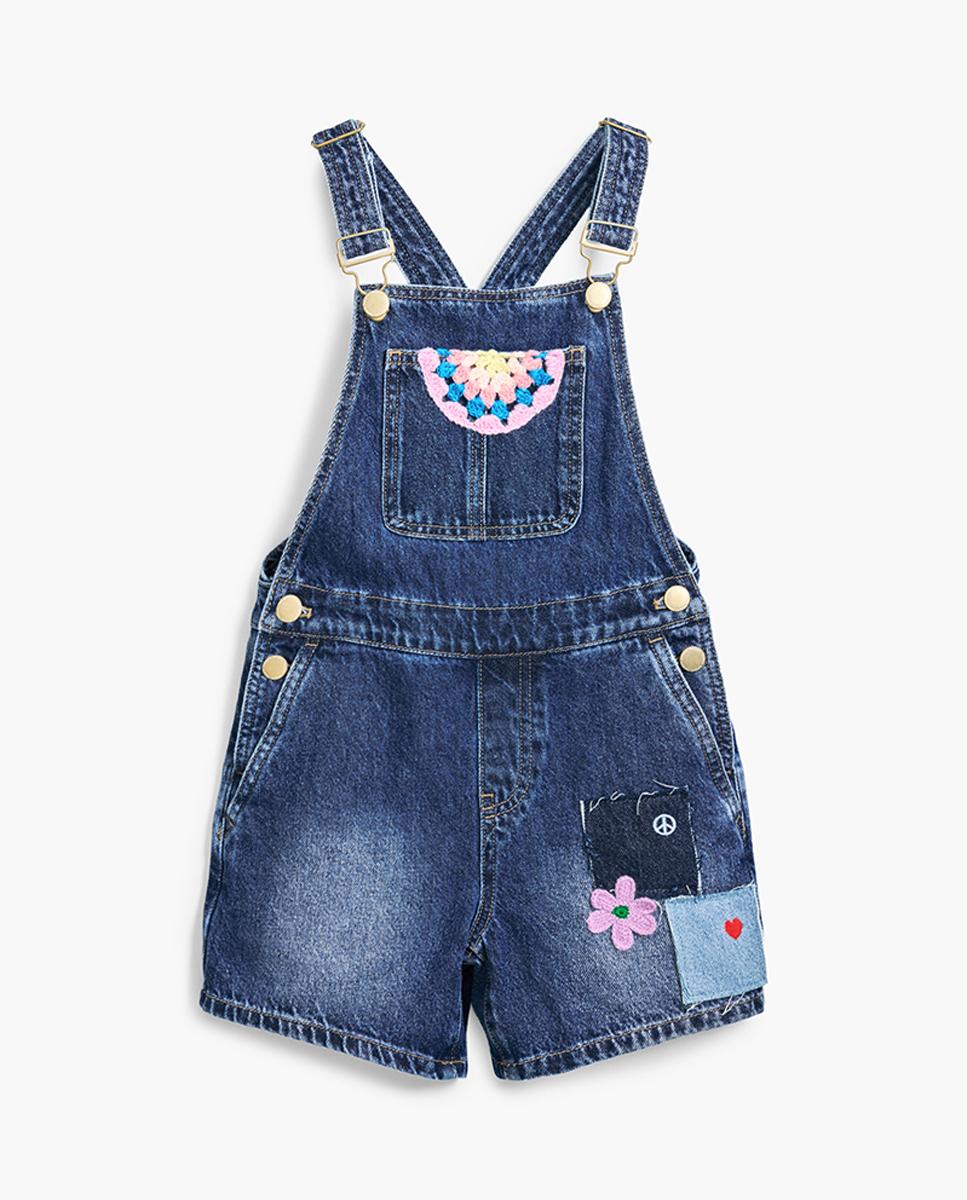 Imagen 0 de Peto denim patchwork de niña