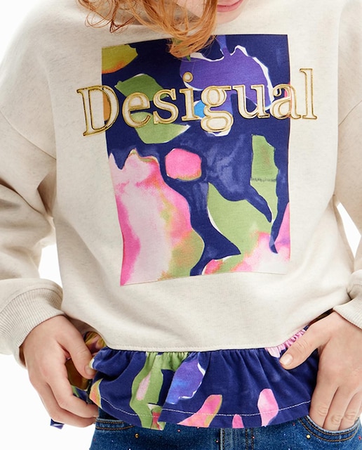 Imagen 0 de Sudadera oversize de niña con flores