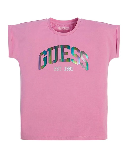 Imagen 0 de Camiseta manga corta con logo Guess curvado. De niña
