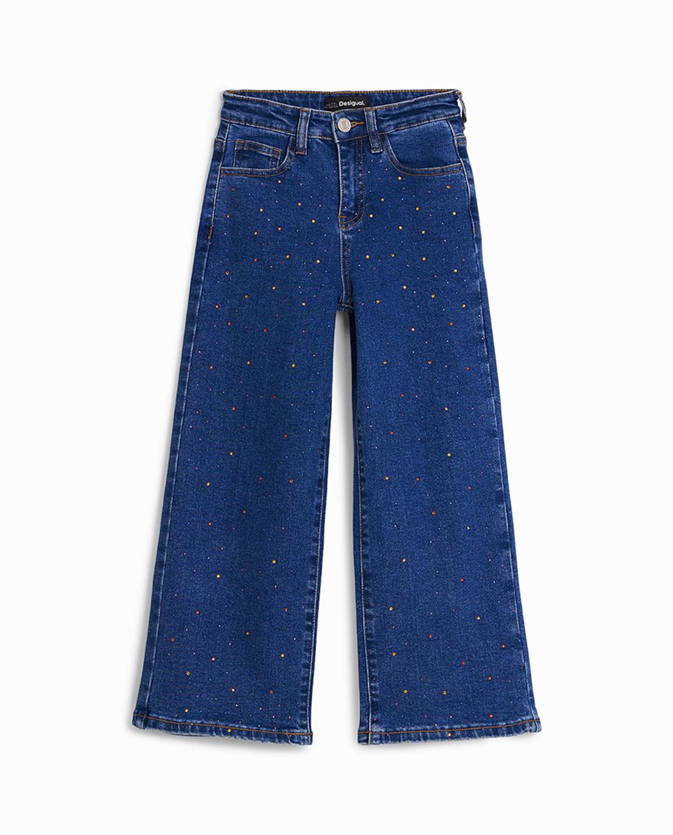 Imagen 0 de Vaqueros wide leg de niña con puntos