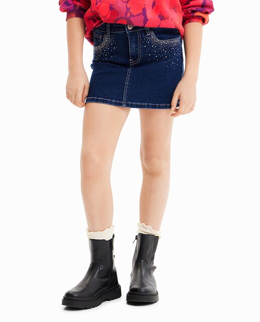 Imagen 0 de Minifalda vaquera strass de niña
