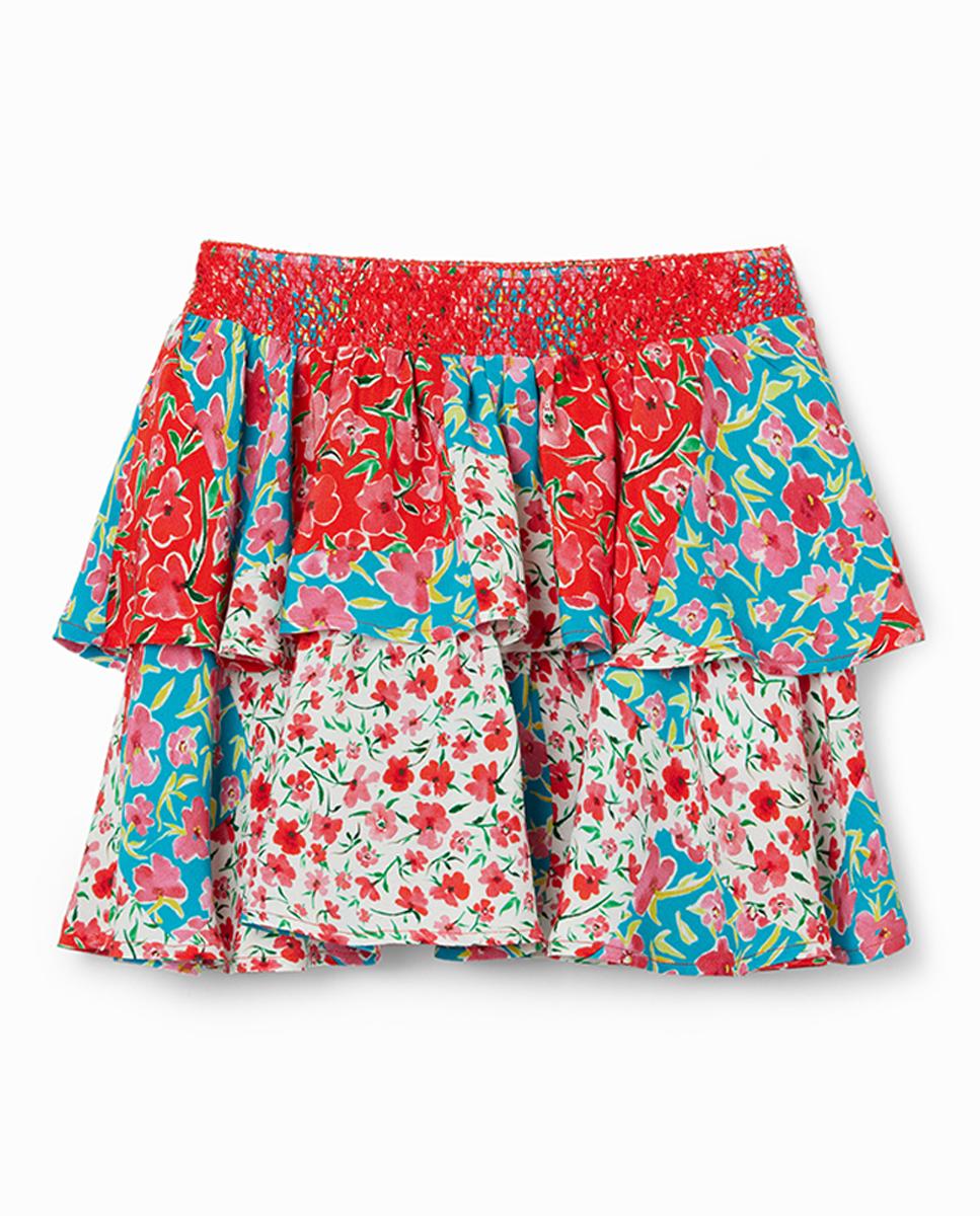 Imagen 0 de Minifalda volantes flores