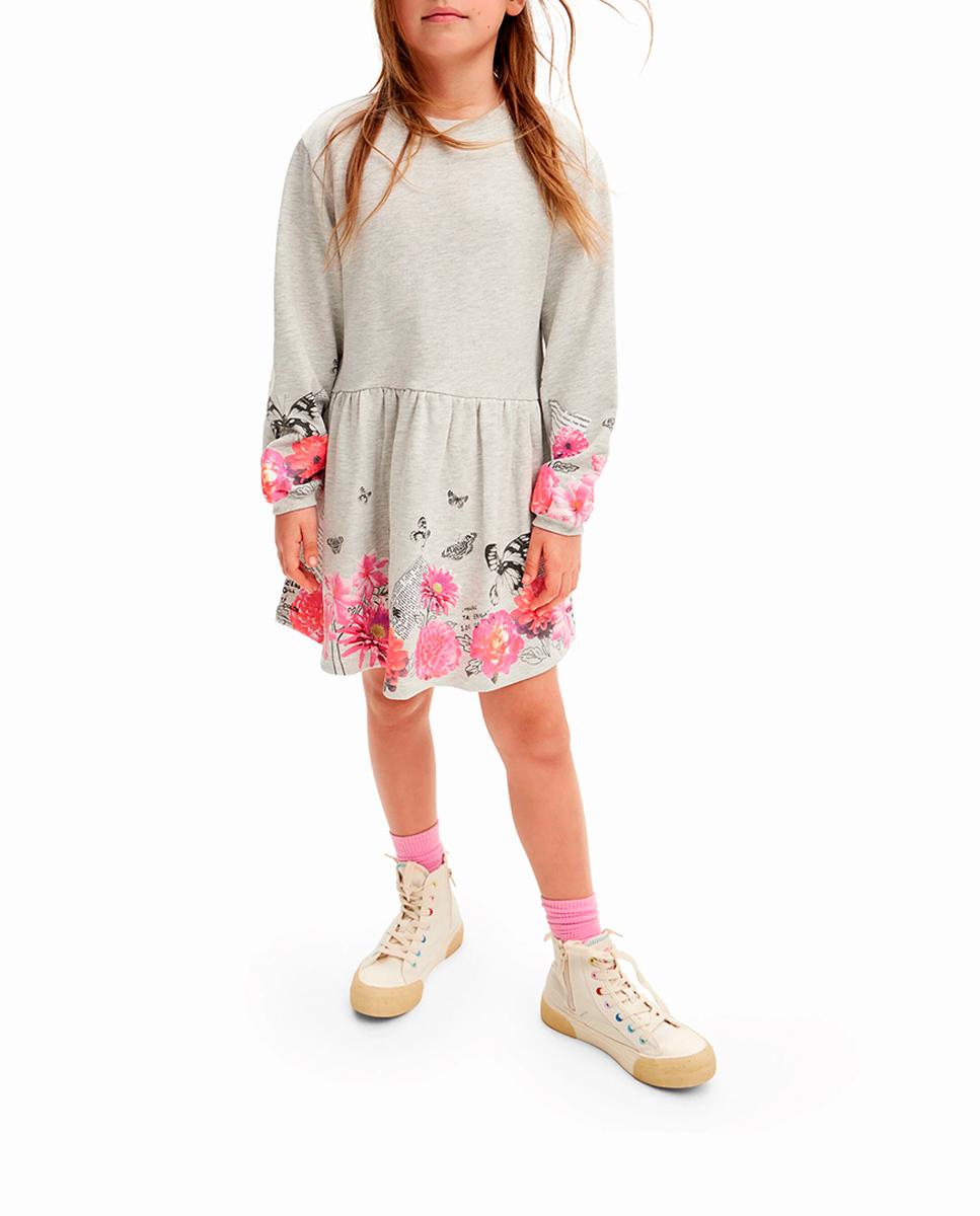 Imagen 0 de Vestido en tejido sudadera de niña con mariposa