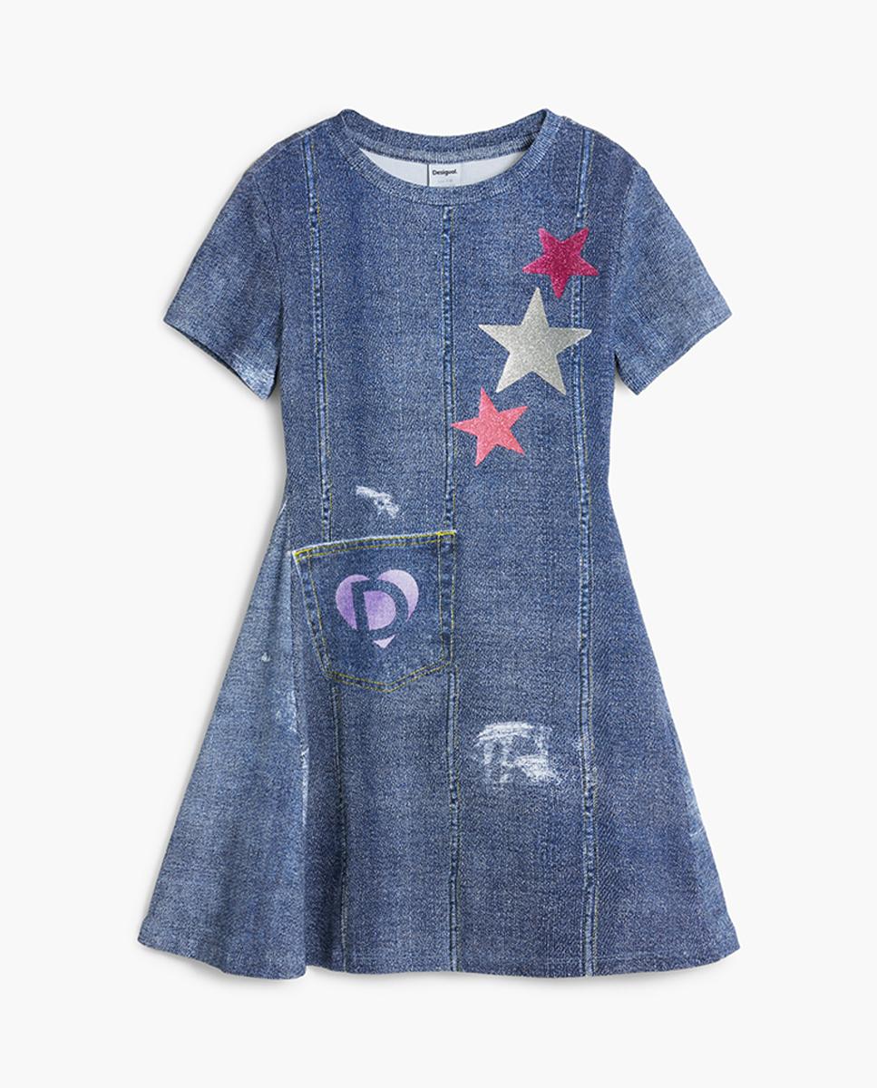 Imagen 0 de Vestido denim estrellas de niña