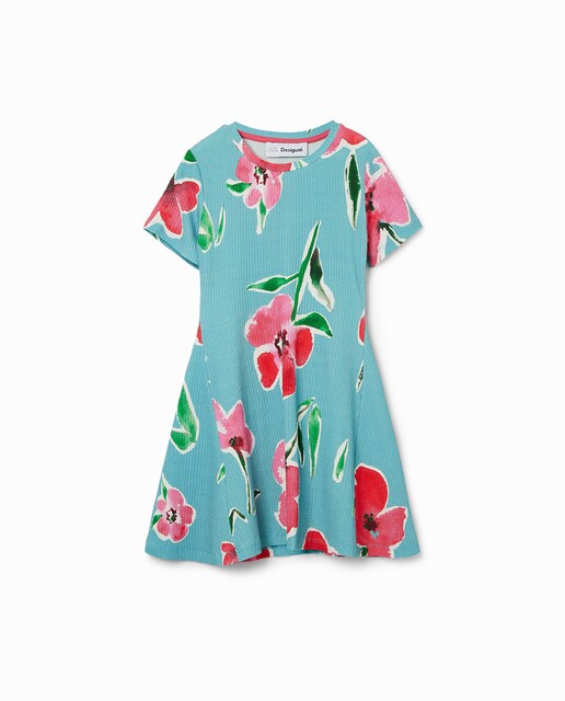 Imagen 0 de Vestido corto canalé flores