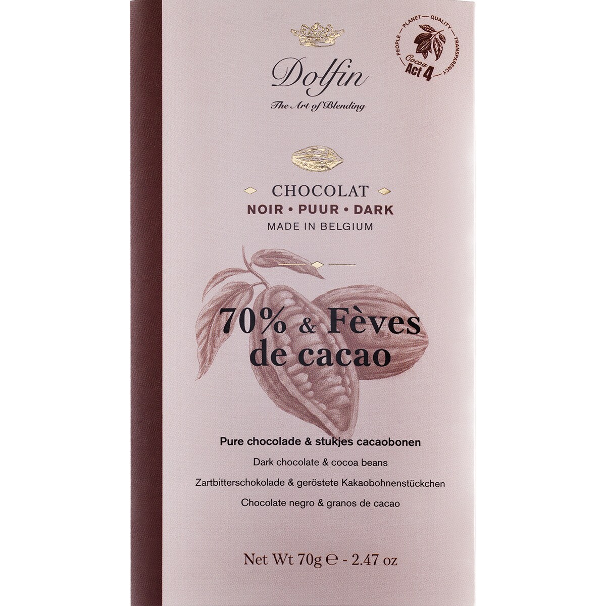 Imagem 0 de Chocolate Preto 70% Cacau com grãos de Cacau 70 g