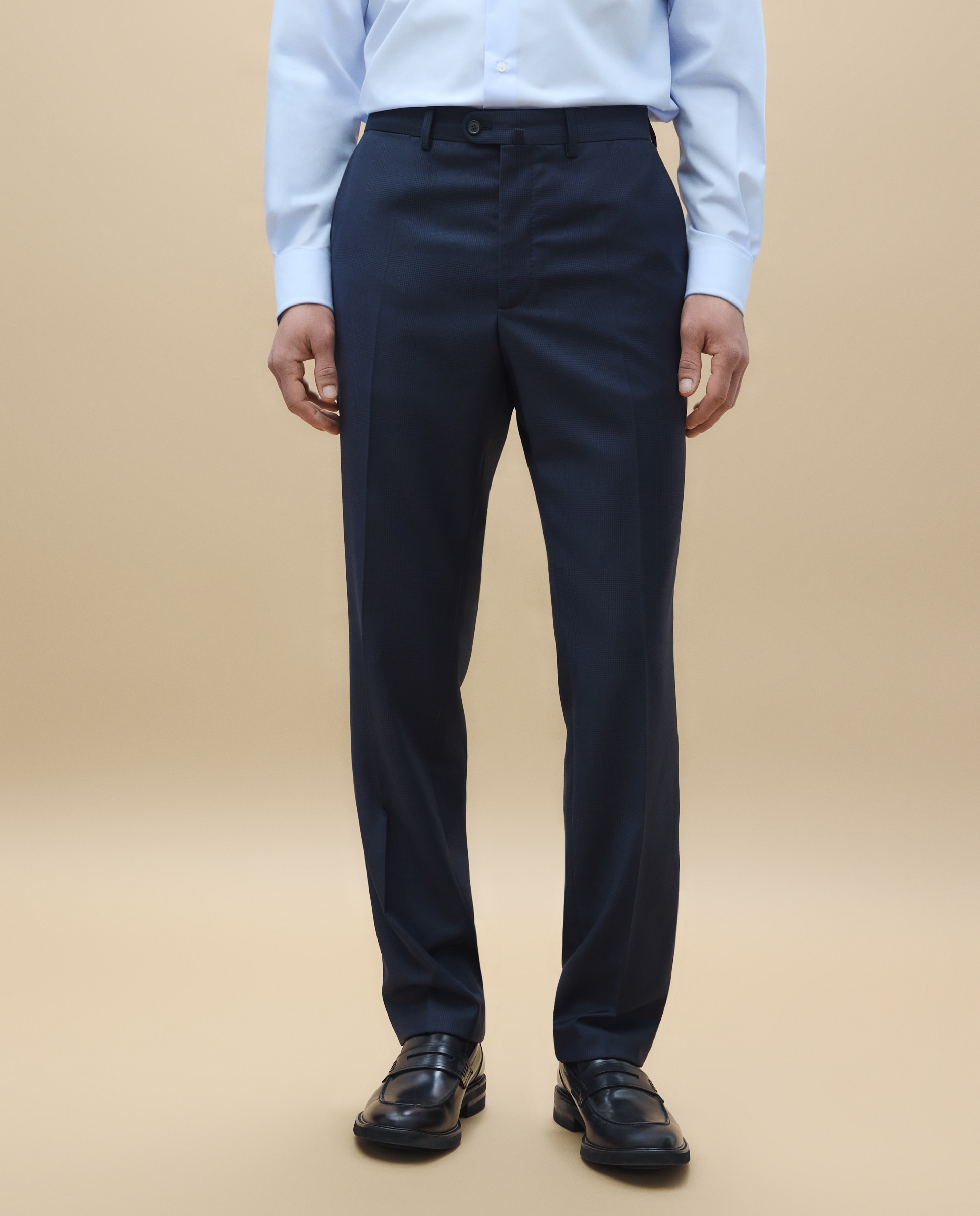 Pantalón separate Regular liso vestir 100% Lana hombre - Emidio Tucci - Azul Azul-2