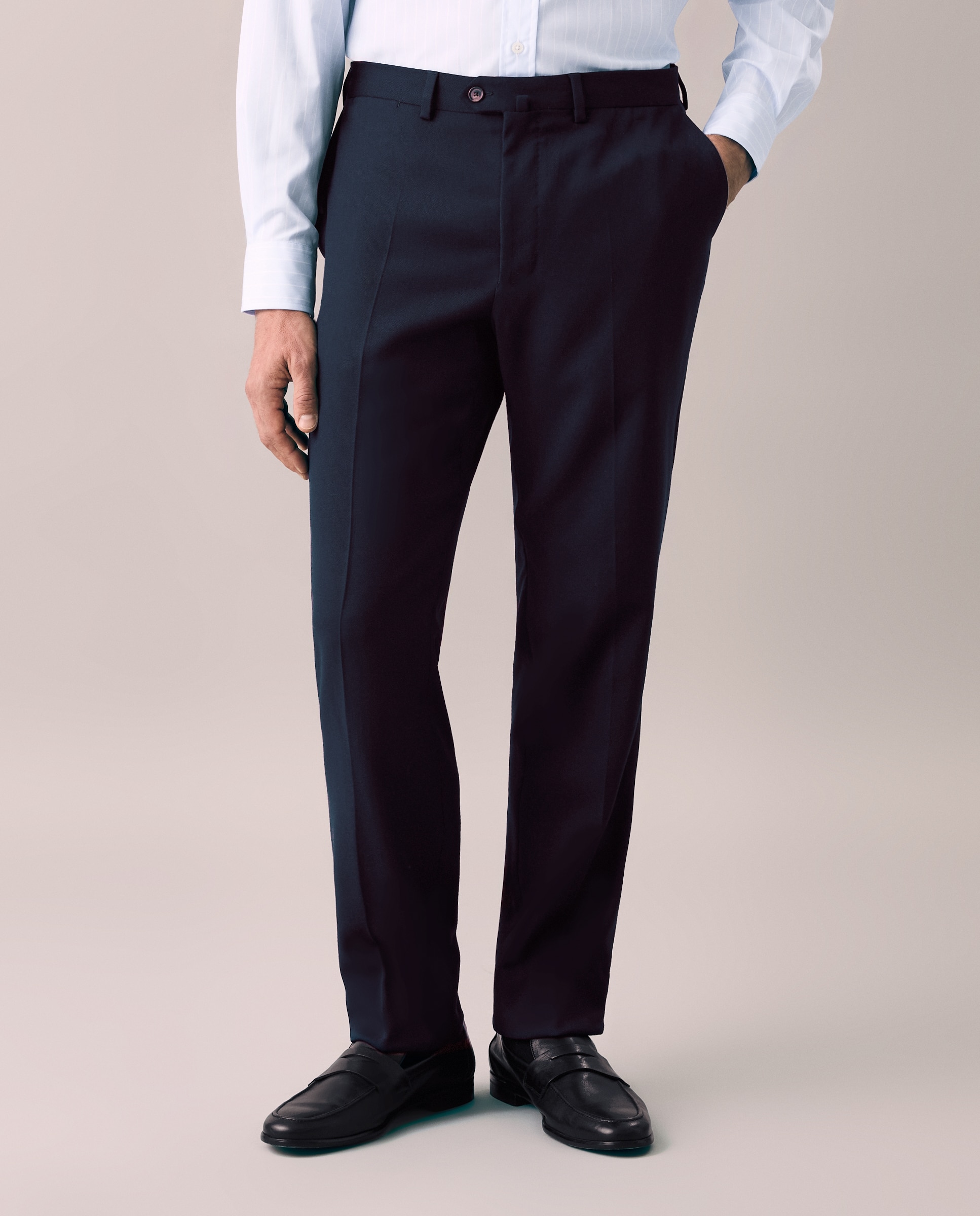 Calças Formais Separate Slim Fit com Micro Estrutura Azul-marinho-2