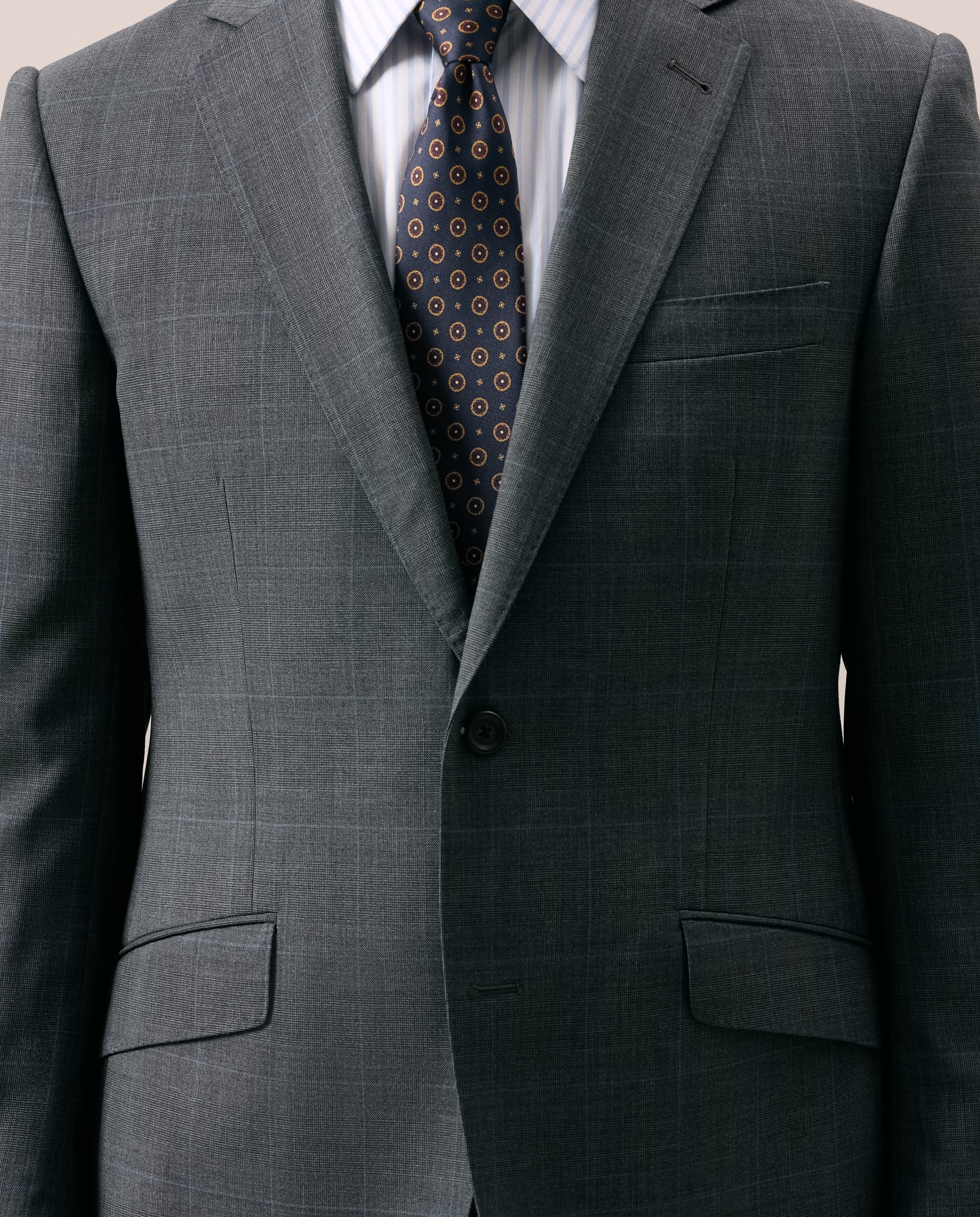 Traje Slim cuadro vestir 100% Lana hombre - Emidio Tucci - Gris claro Gris claro-3