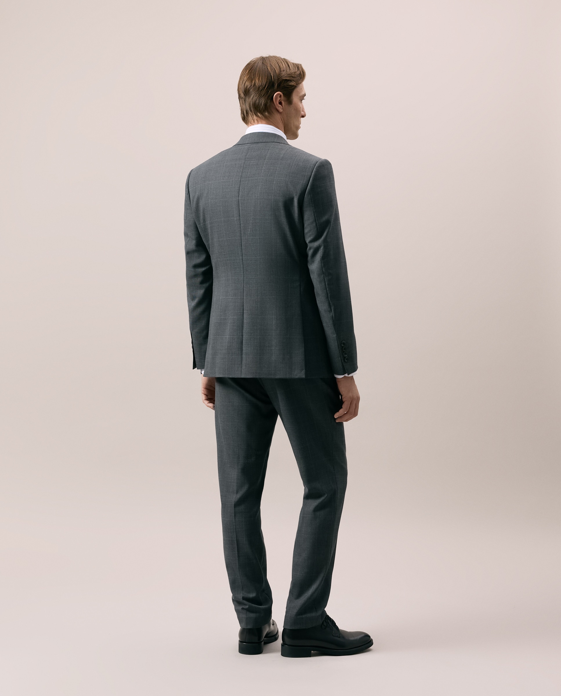 Traje Slim cuadro vestir 100% Lana hombre - Emidio Tucci - Gris claro Gris claro-5