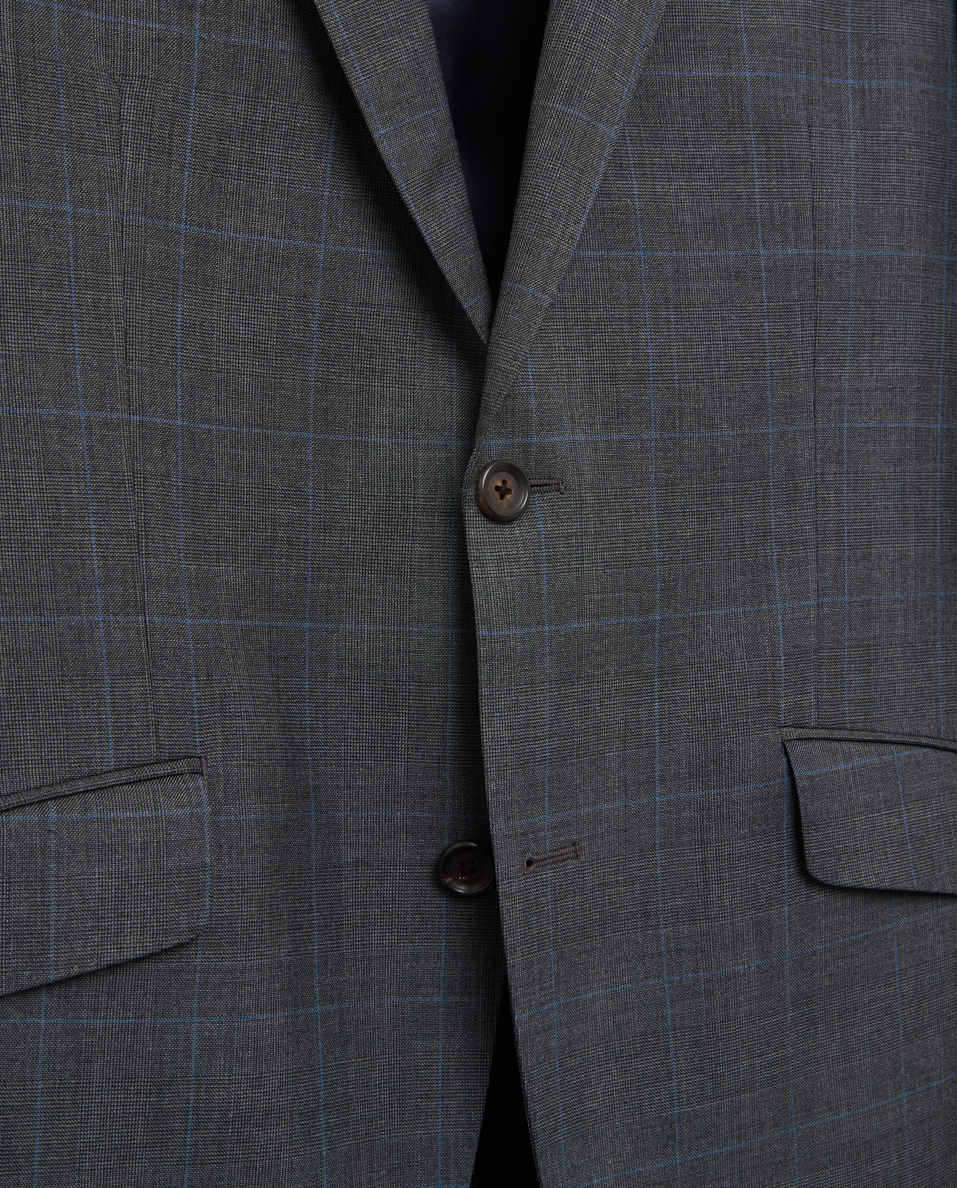 Fato Clássico Slim Fit com Quadrados Príncipe de Gales. Cinzento-claro-2