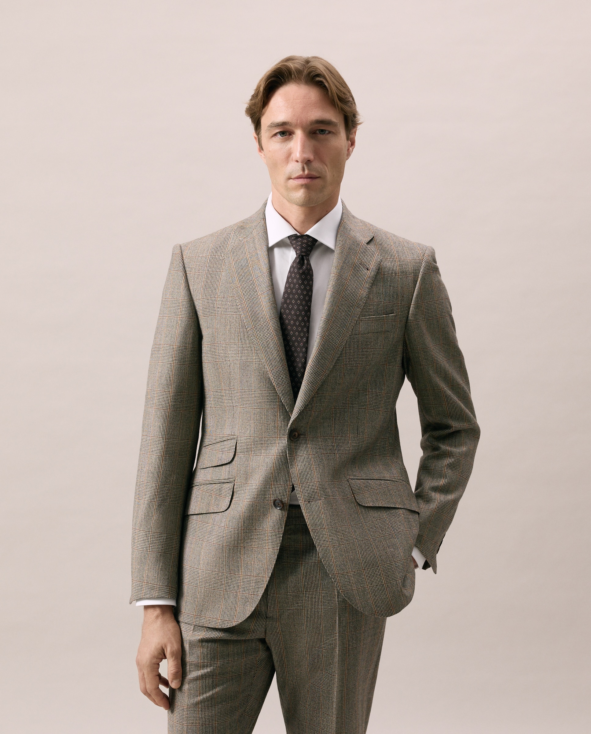 Traje Slim cuadro vestir 100% Lana hombre - Emidio Tucci - Camel Camel-2