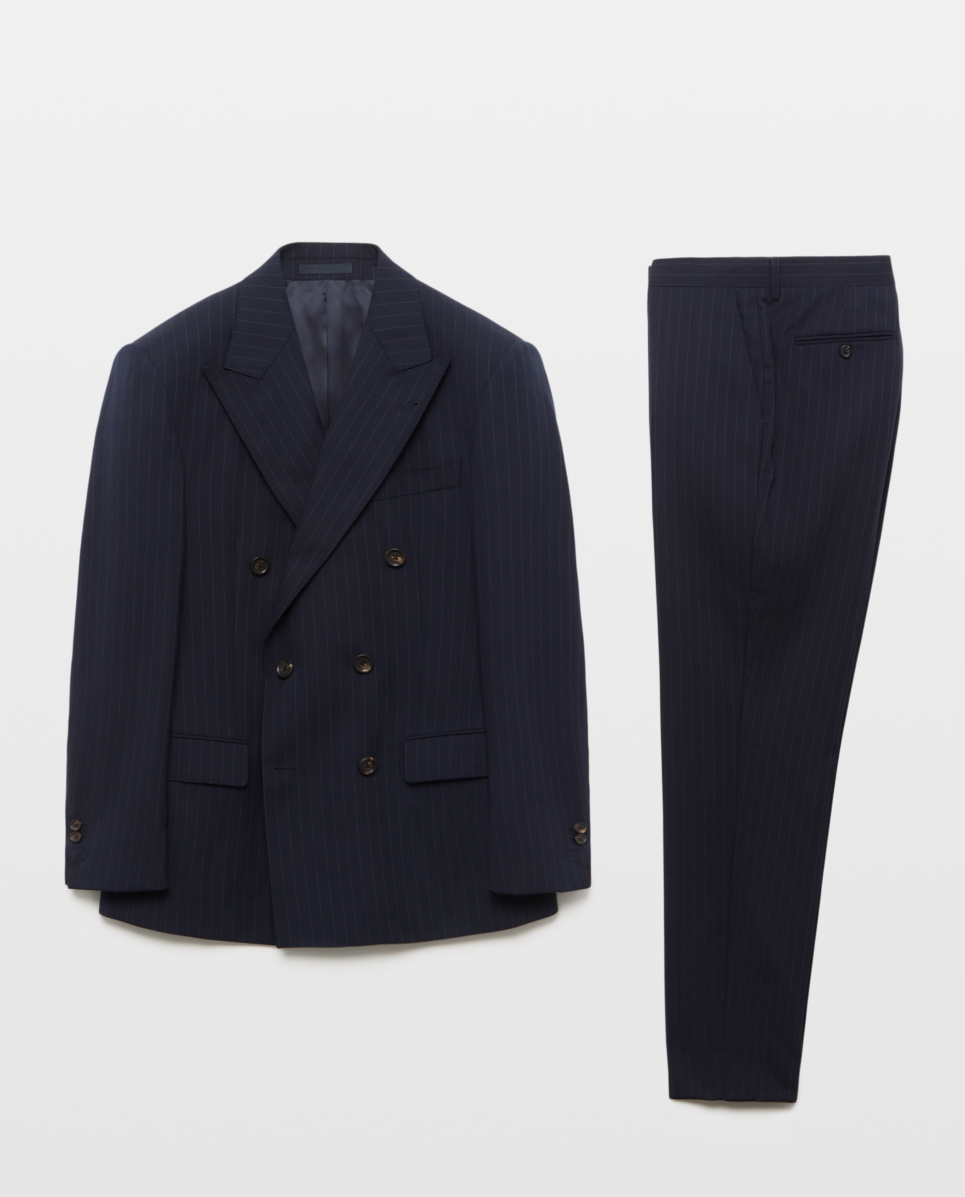 Fato Cruzado Slim Fit com Risca Diplomática. Azul-marinho-6