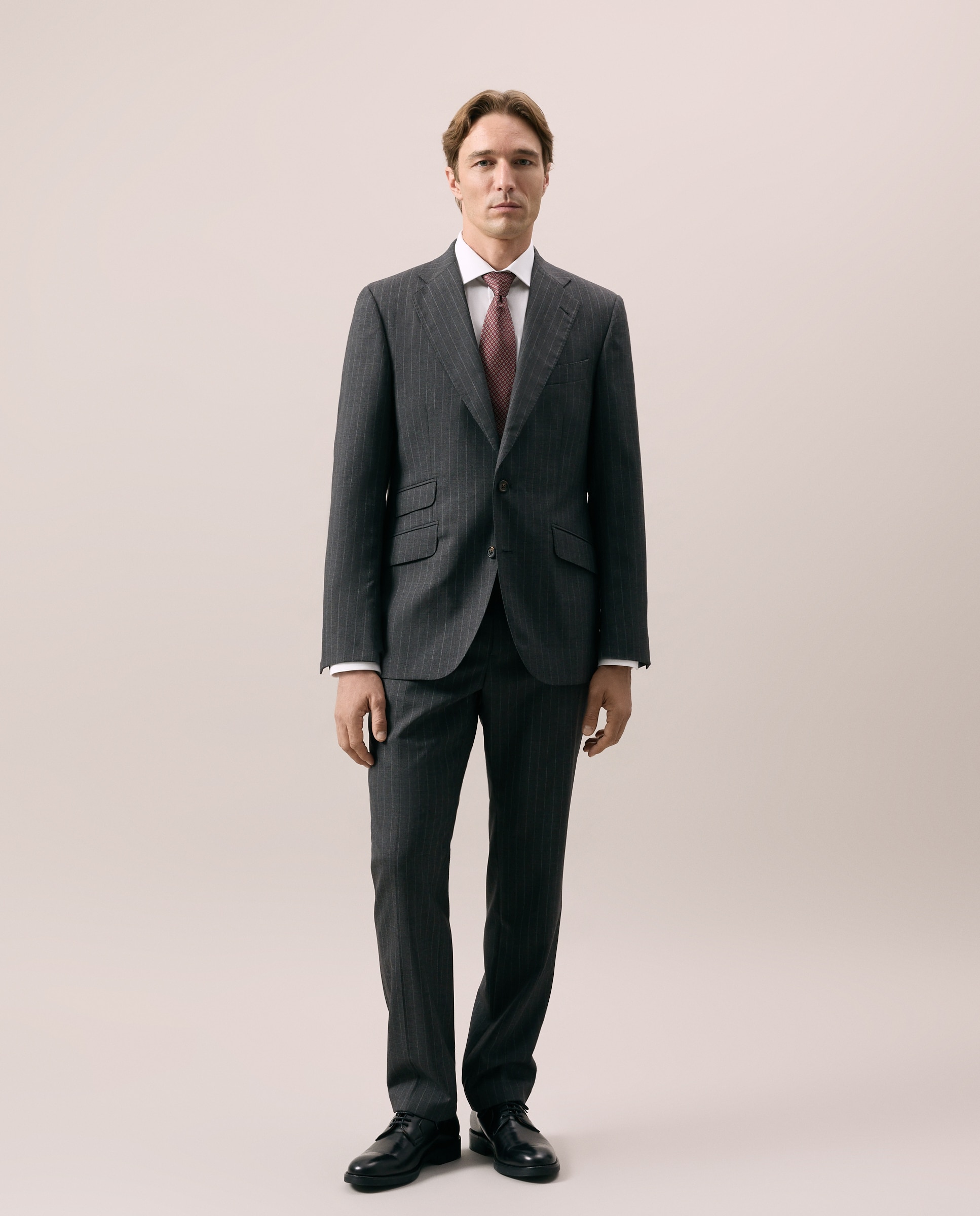 Imagen 0 de Traje Regular raya vestir 100% Lana hombre Gris
