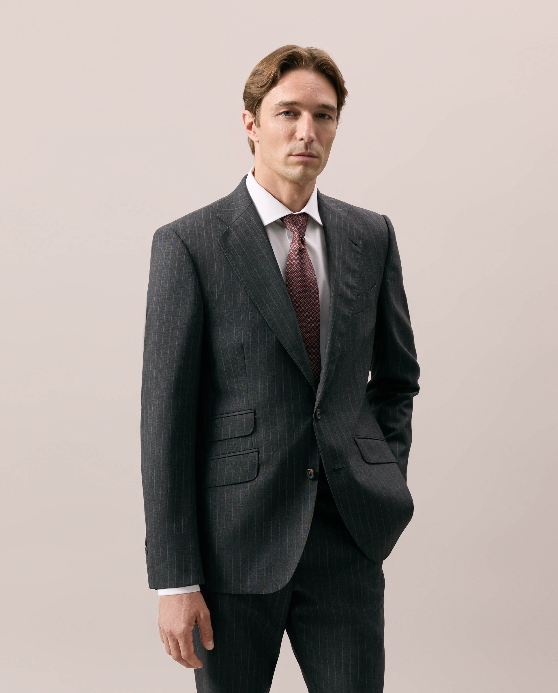 Traje Regular raya vestir 100% Lana hombre - Emidio Tucci - Gris Gris-2