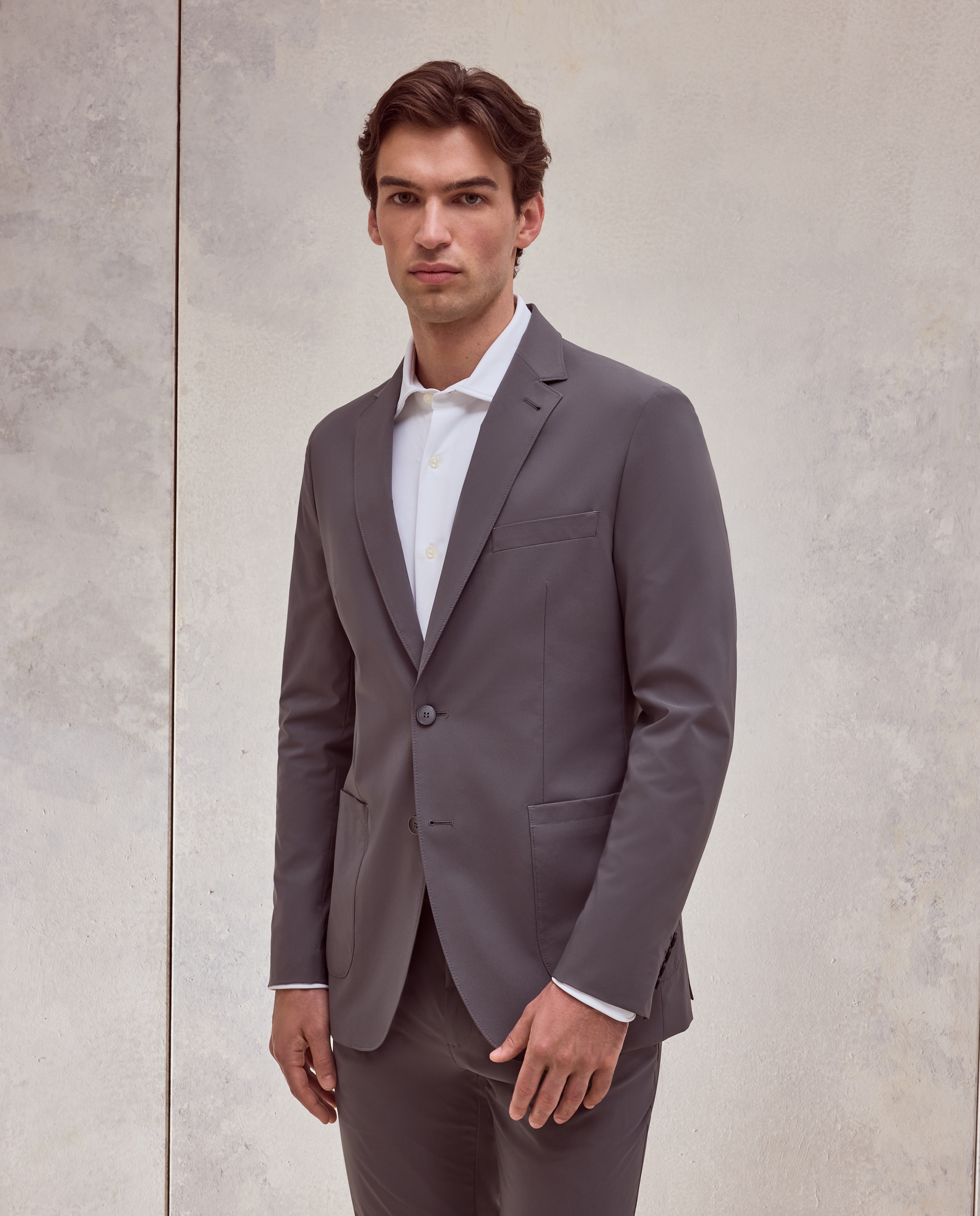 Americana de traje lavable liso fit slim tecnico de hombre - Dustin - Gris oscuro Gris oscuro-1