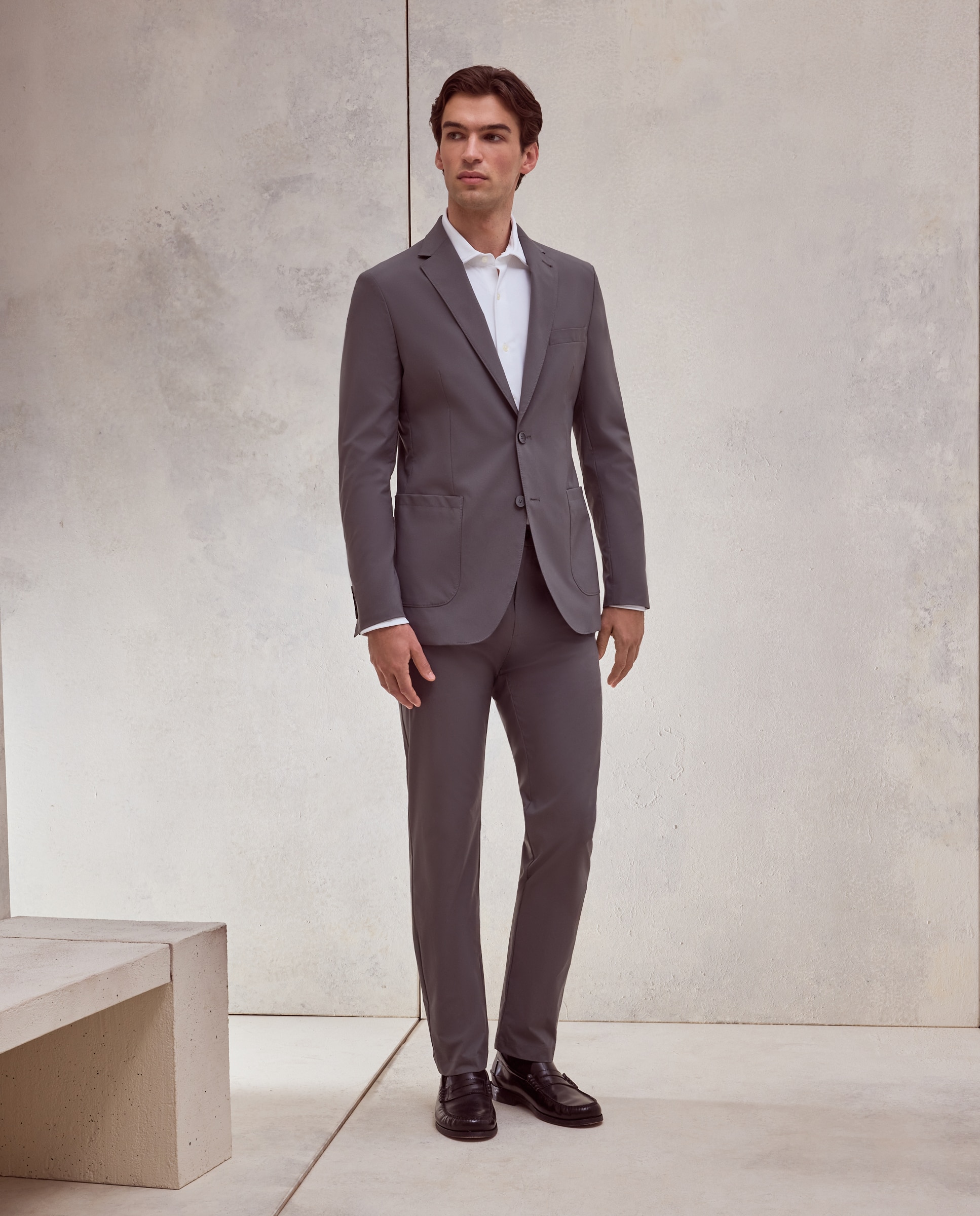 Americana de traje lavable liso fit slim tecnico de hombre - Dustin - Gris oscuro Gris oscuro-2