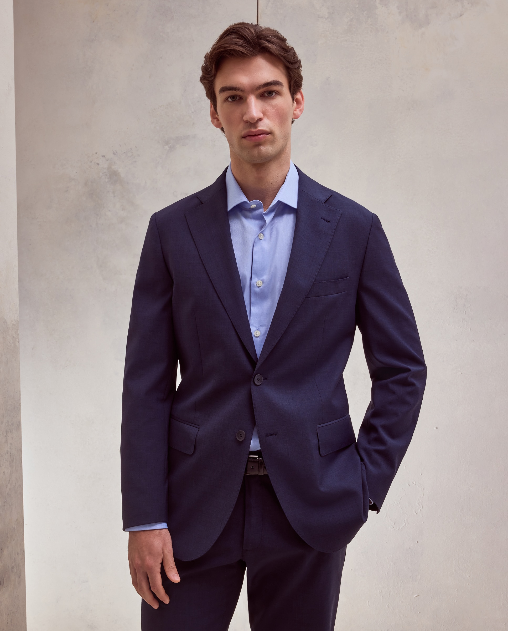 Americana de traje lavable desestructurado fit regular mezcla con lana de hombre - Dustin - Azul marino Azul marino-2