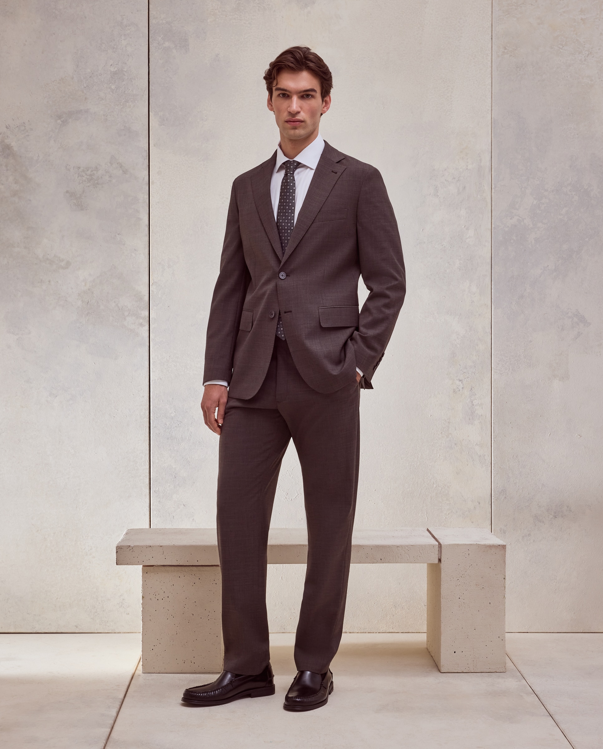 Americana de traje lavable desestructurado fit regular mezcla con lana de hombre - Dustin - Marrón Marrón-2