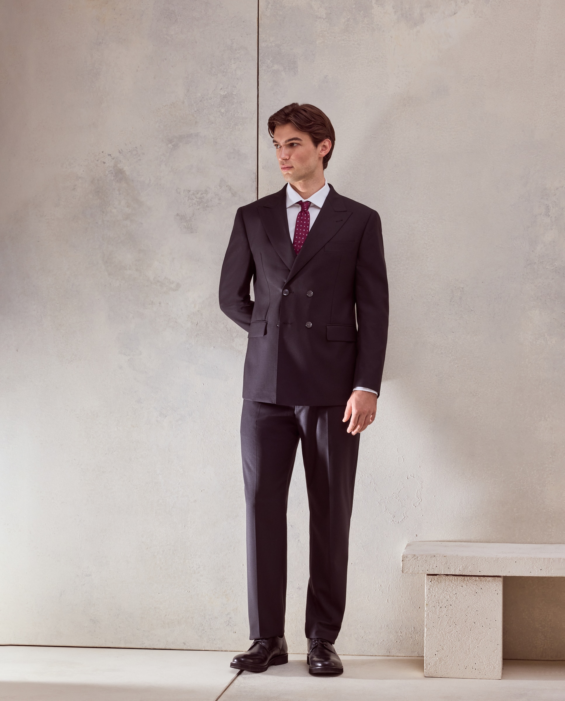 Americana de traje lavable cruzada lisa regular mezcla con lana de hombre - Dustin - Negro Negro-2