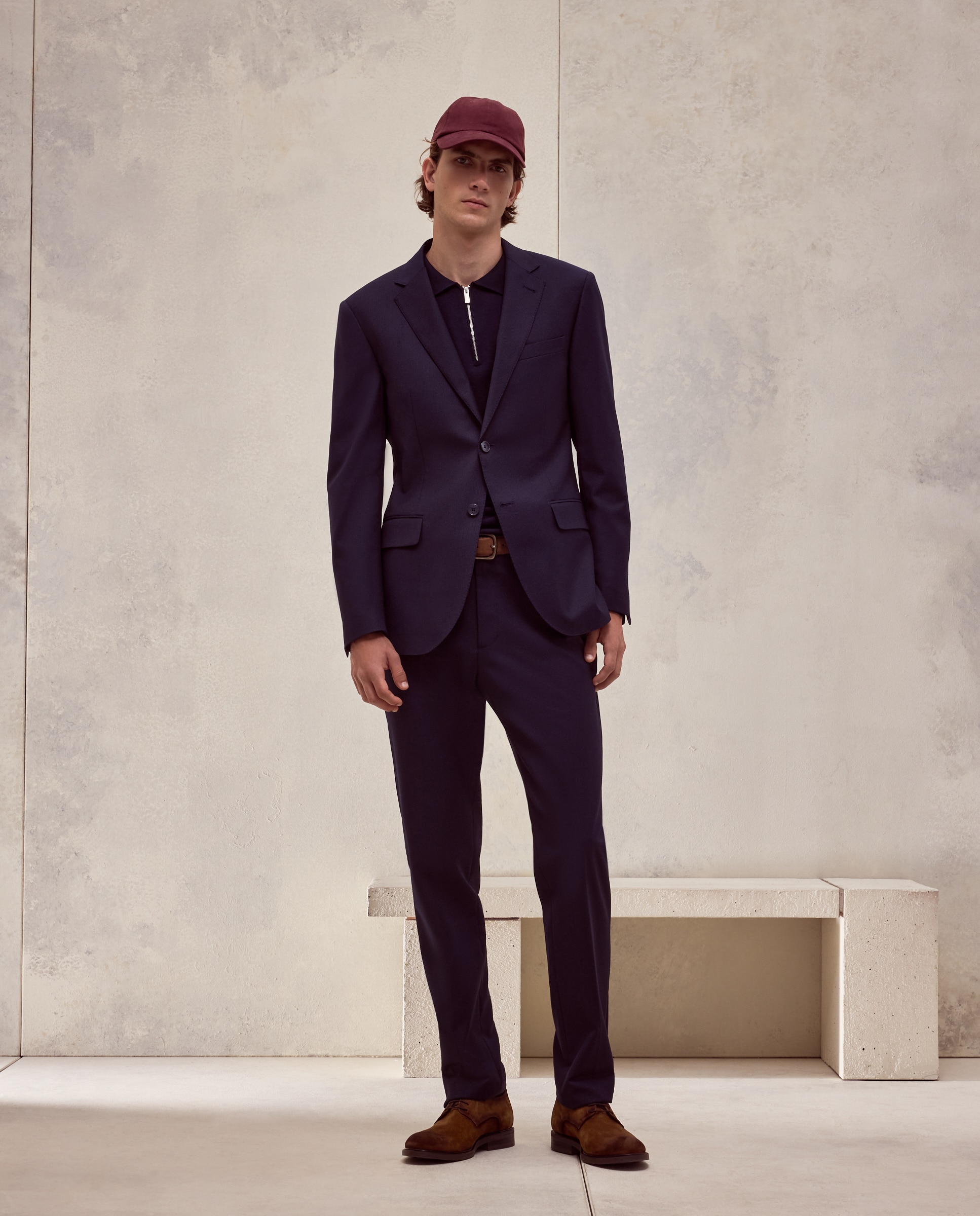 Americana de traje lavable raya fit slim mezcla con lana de hombre - Dustin - Azul marino Azul marino-2