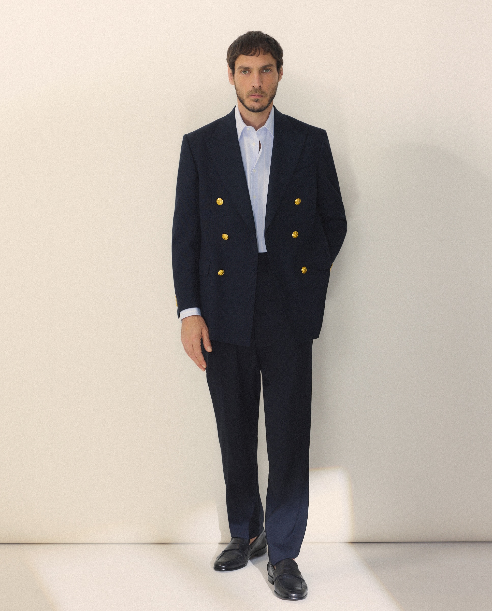 Pantalón separate Slim liso vestir 100% Lana hombre - Emidio Tucci - Azul marino Azul marino-1