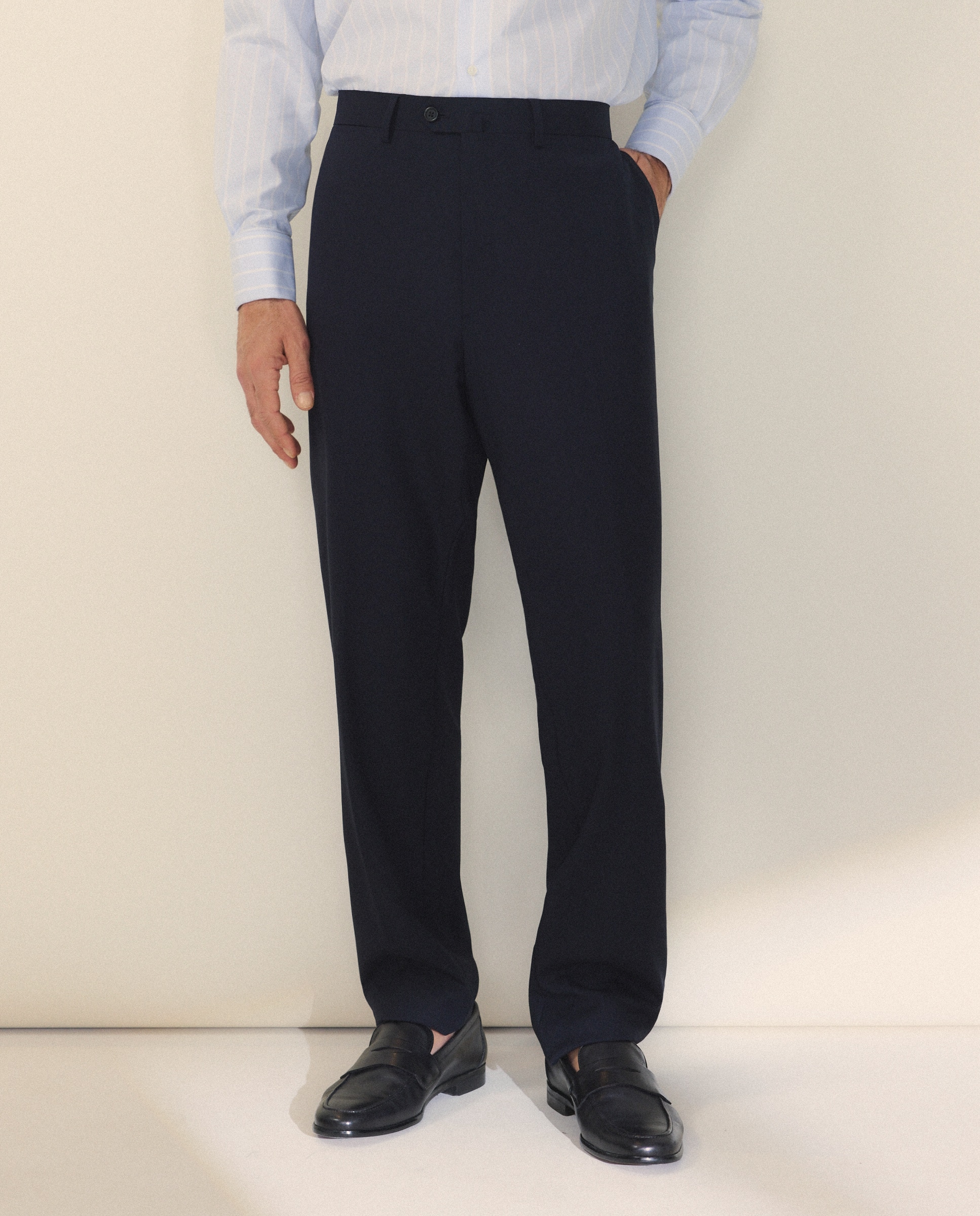 Pantalón separate Slim liso vestir 100% Lana hombre - Emidio Tucci - Azul marino Azul marino-2