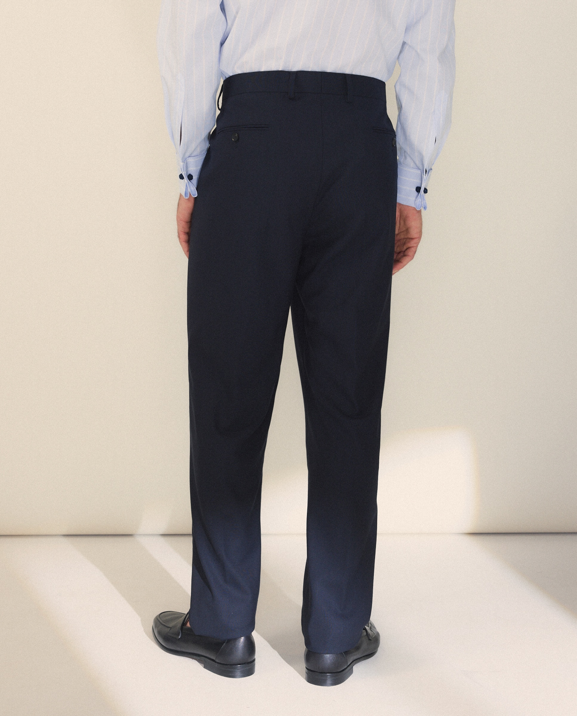 Pantalón separate Slim liso vestir 100% Lana hombre - Emidio Tucci - Azul marino Azul marino-3