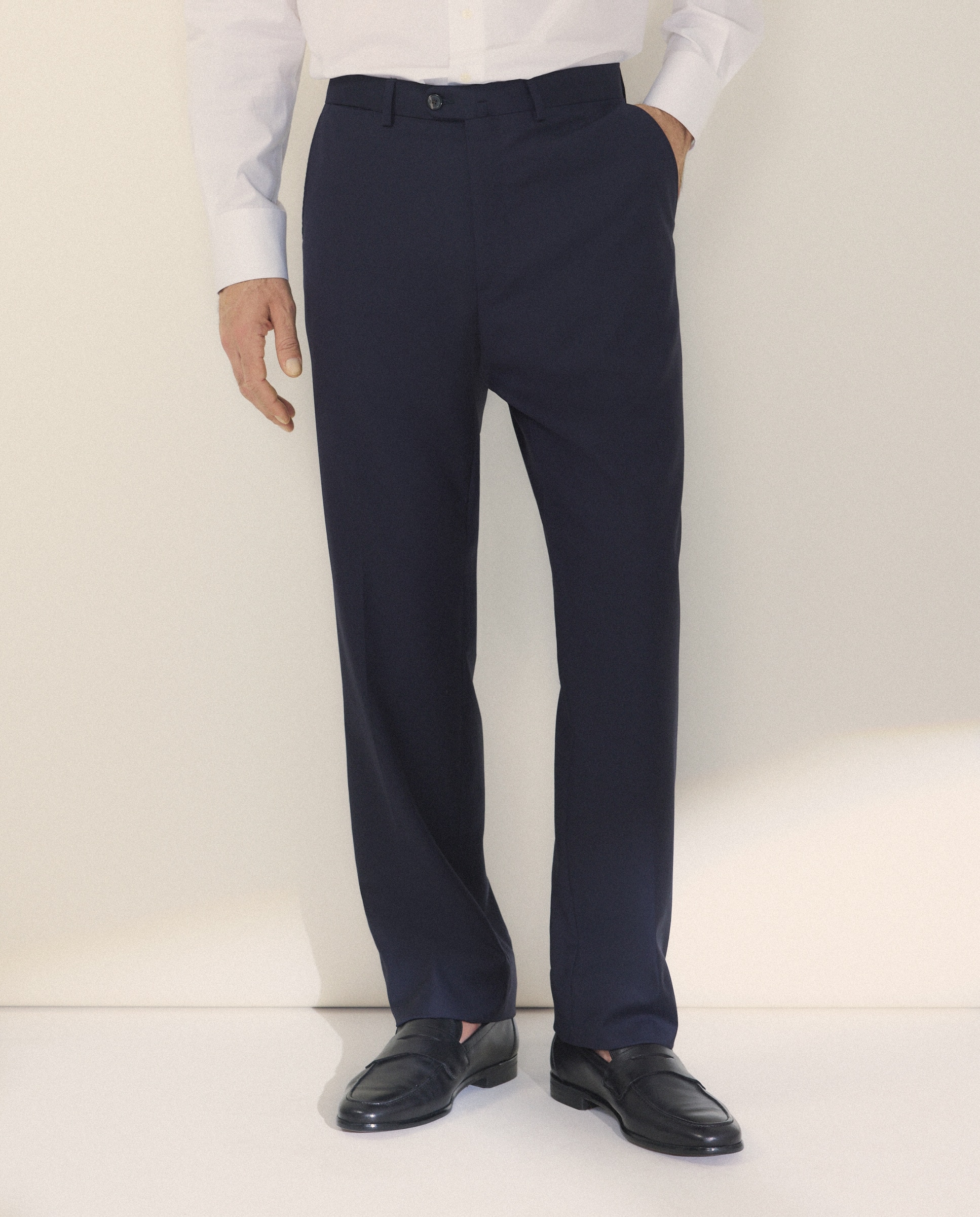 Pantalón separate Classic liso vestir 100% Lana hombre - Emidio Tucci - Azul marino Azul marino-2