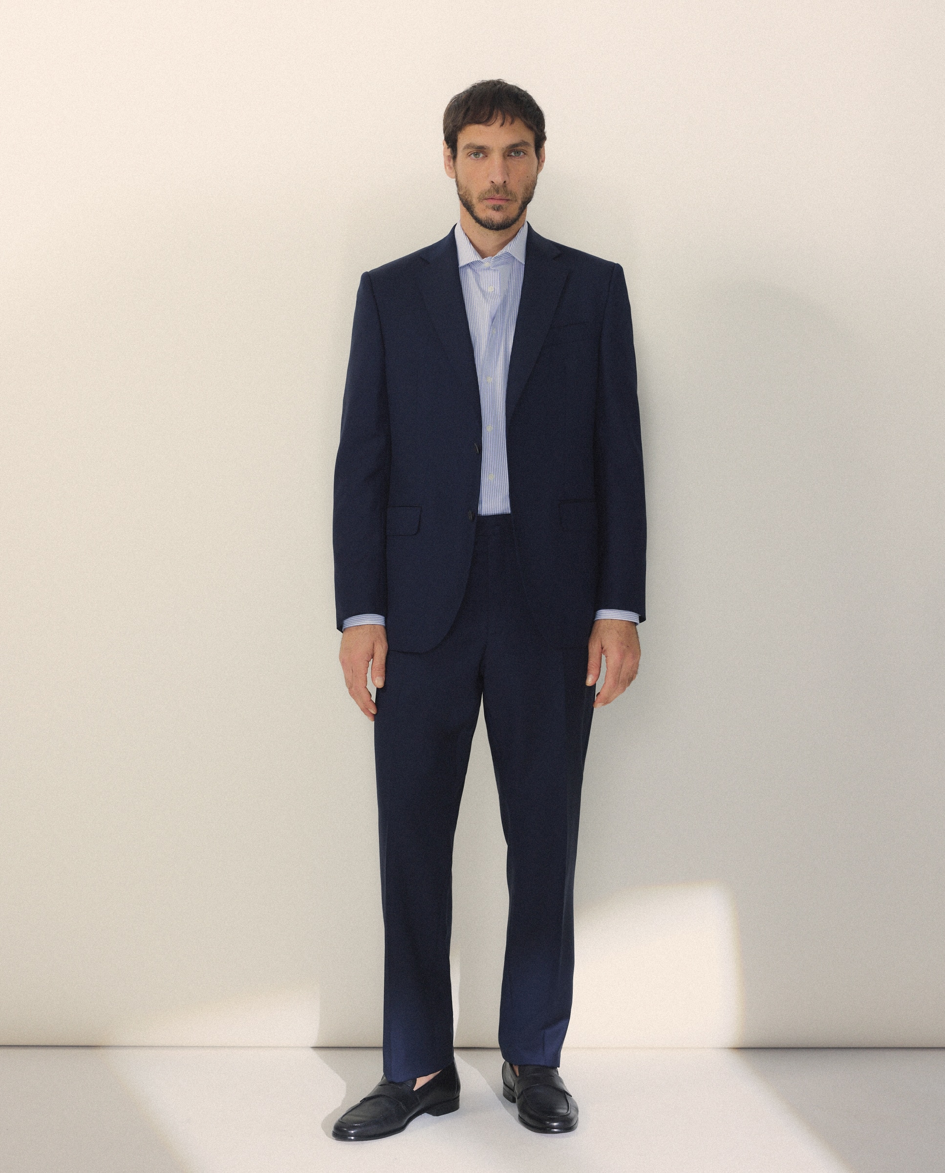 Pantalón separate Slim liso vestir 100% Lana hombre - Emidio Tucci - Azul Azul-1