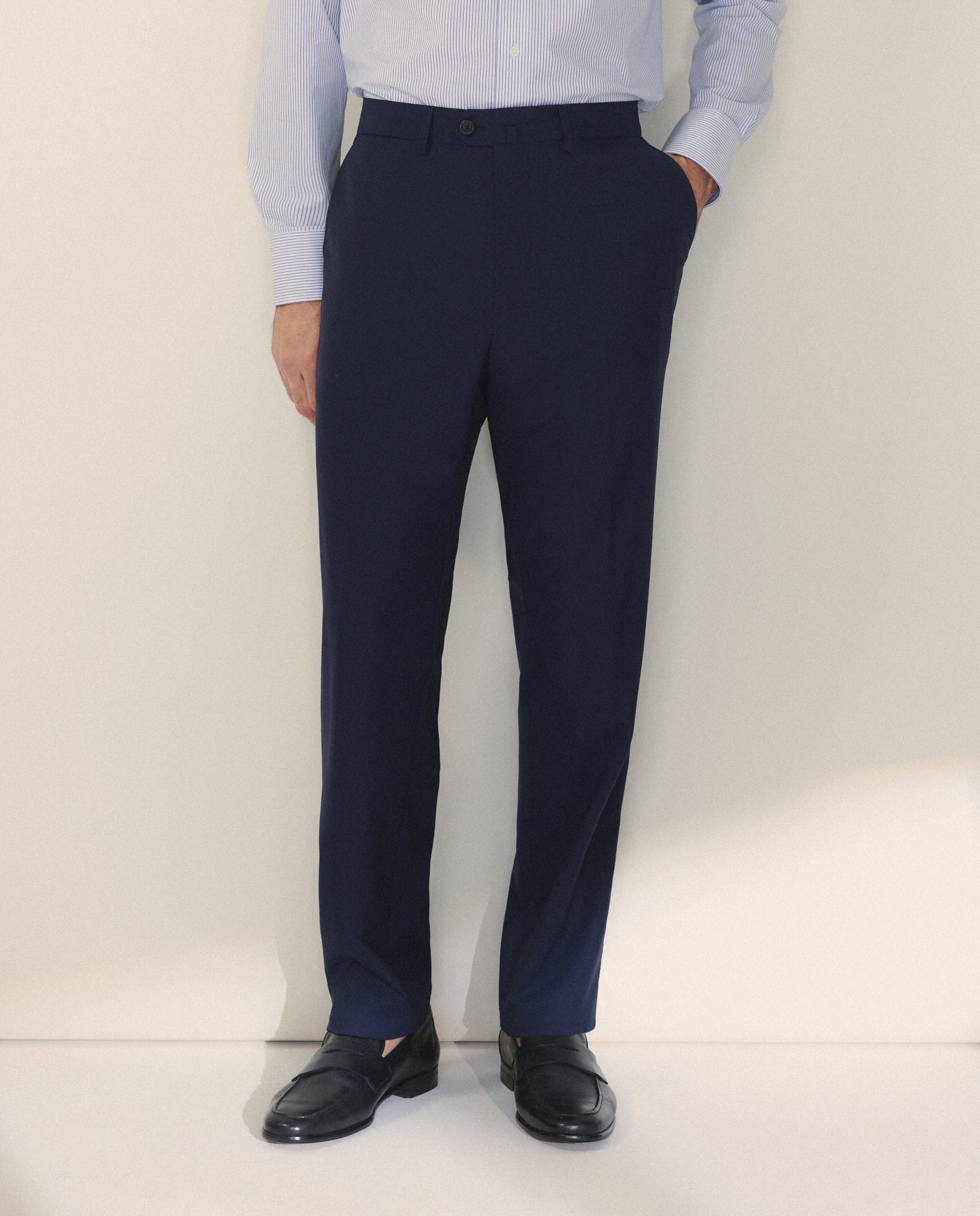 Pantalón separate Slim liso vestir 100% Lana hombre - Emidio Tucci - Azul Azul-2