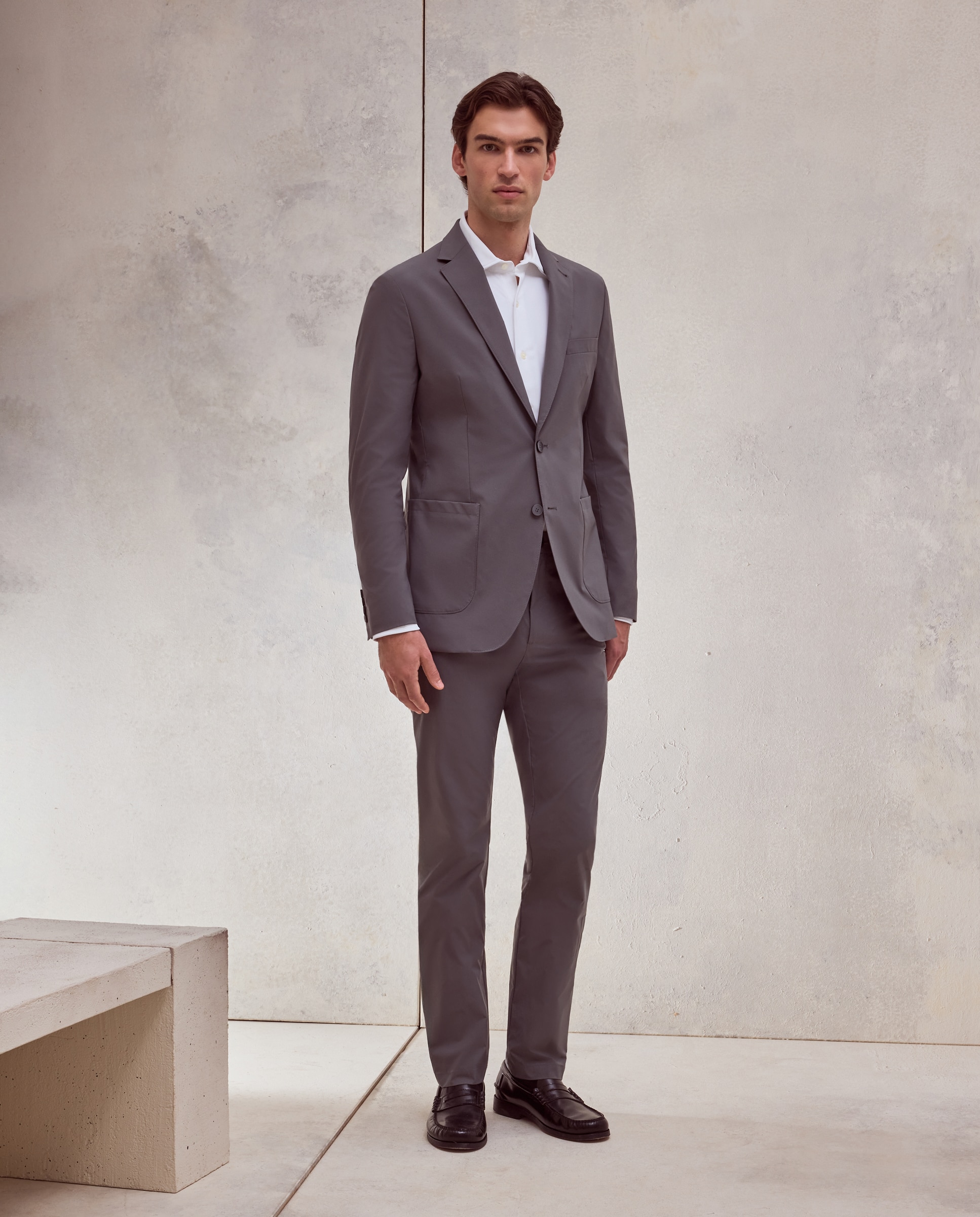 Pantalón de traje lavable liso fit slim tecnico de hombre - Dustin - Gris oscuro Gris oscuro-1