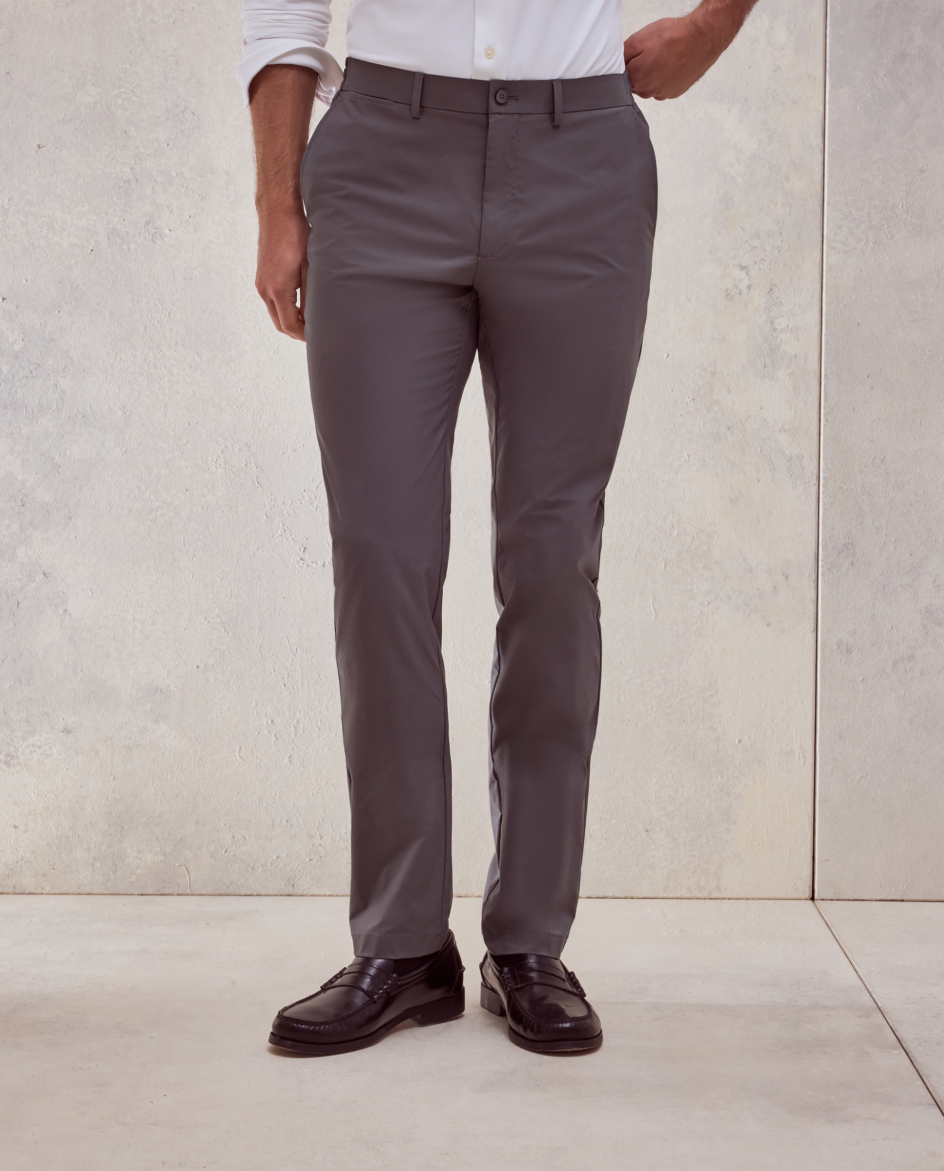 Pantalón de traje lavable liso fit slim tecnico de hombre - Dustin - Gris oscuro Gris oscuro-2