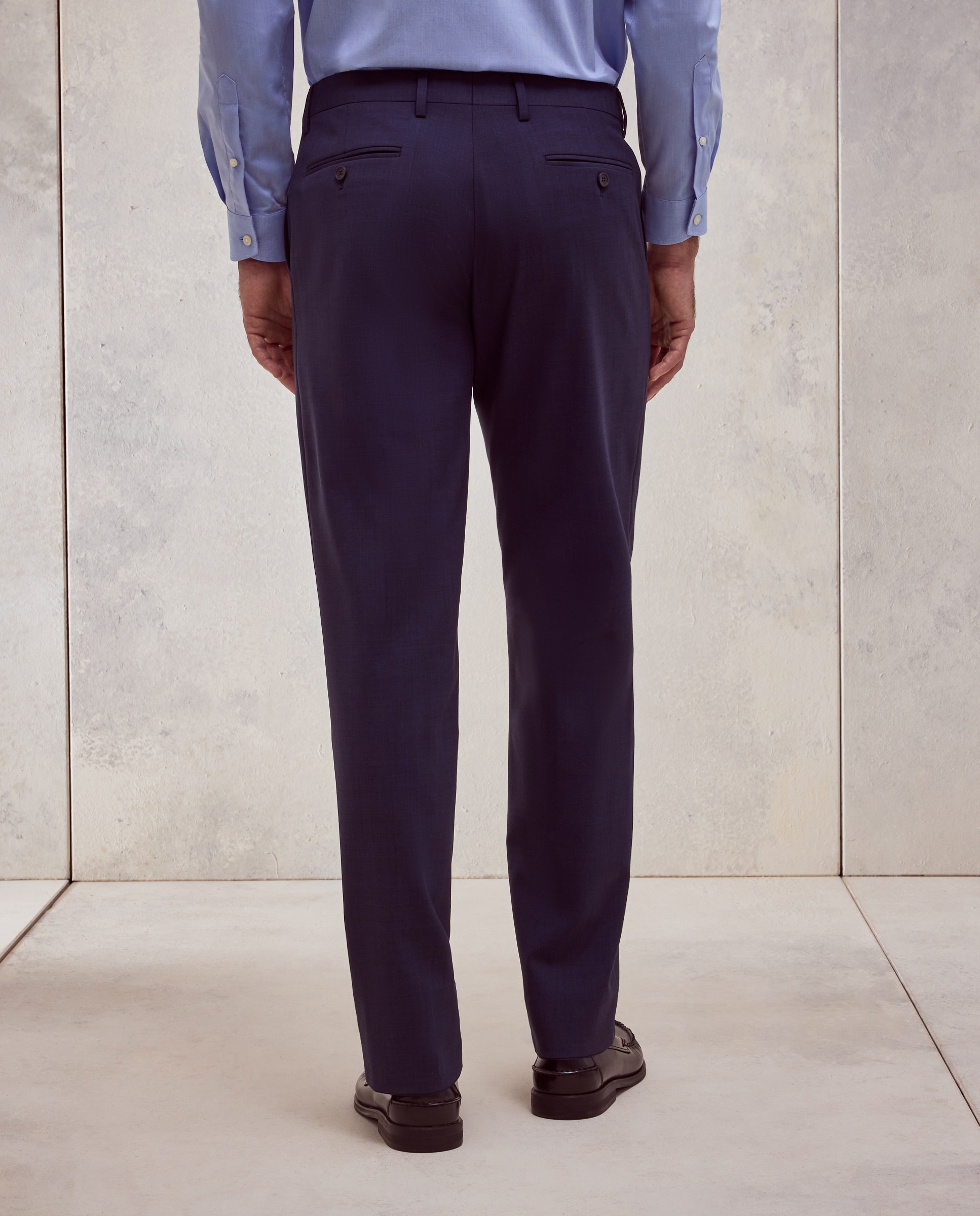 Pantalón de traje lavable desestructurado fit regular mezcla con lana de hombre - Dustin - Azul marino Azul marino-3