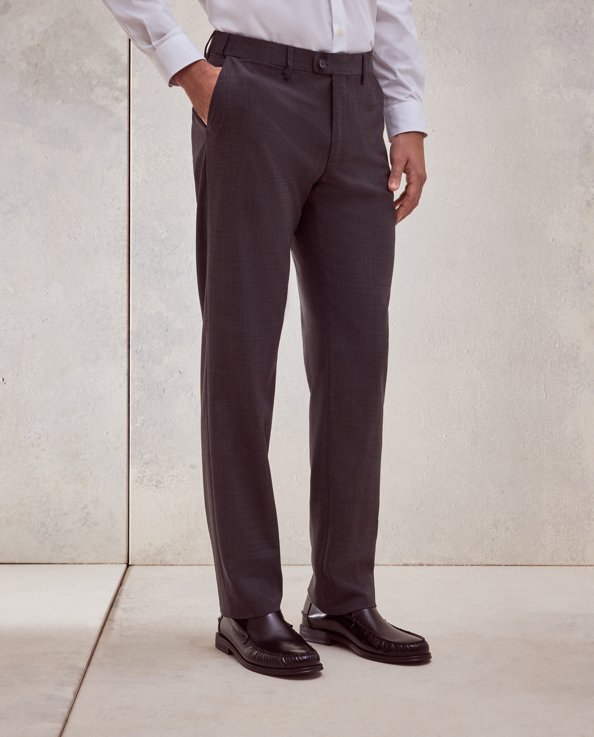 Pantalón de traje lavable desestructurado fit regular mezcla con lana de hombre - Dustin - Gris oscuro Gris oscuro-2