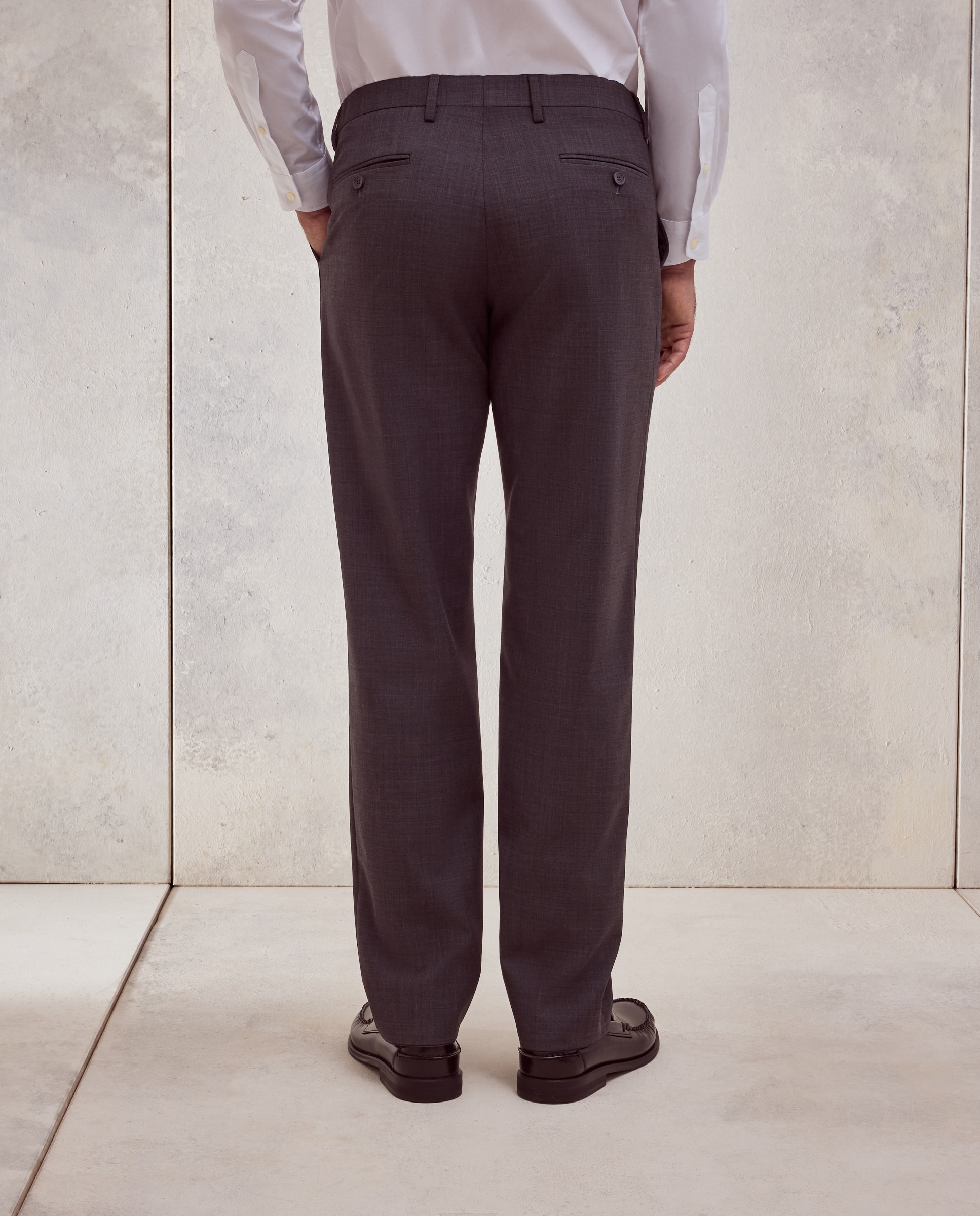 Pantalón de traje lavable desestructurado fit regular mezcla con lana de hombre - Dustin - Gris oscuro Gris oscuro-3