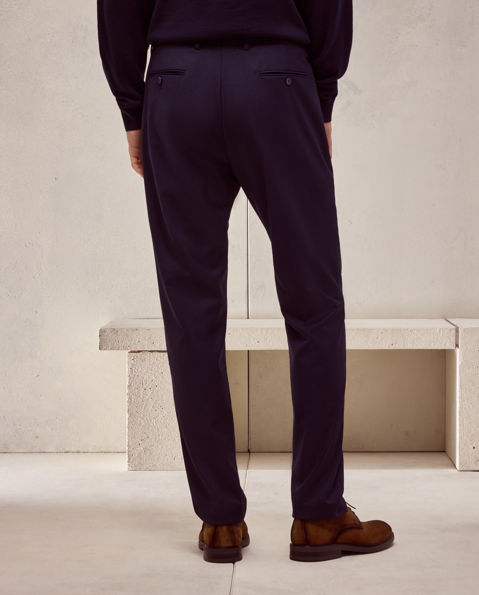 Pantalón de traje lavable raya fit slim mezcla con lana de hombre - Dustin - Azul marino Azul marino-3
