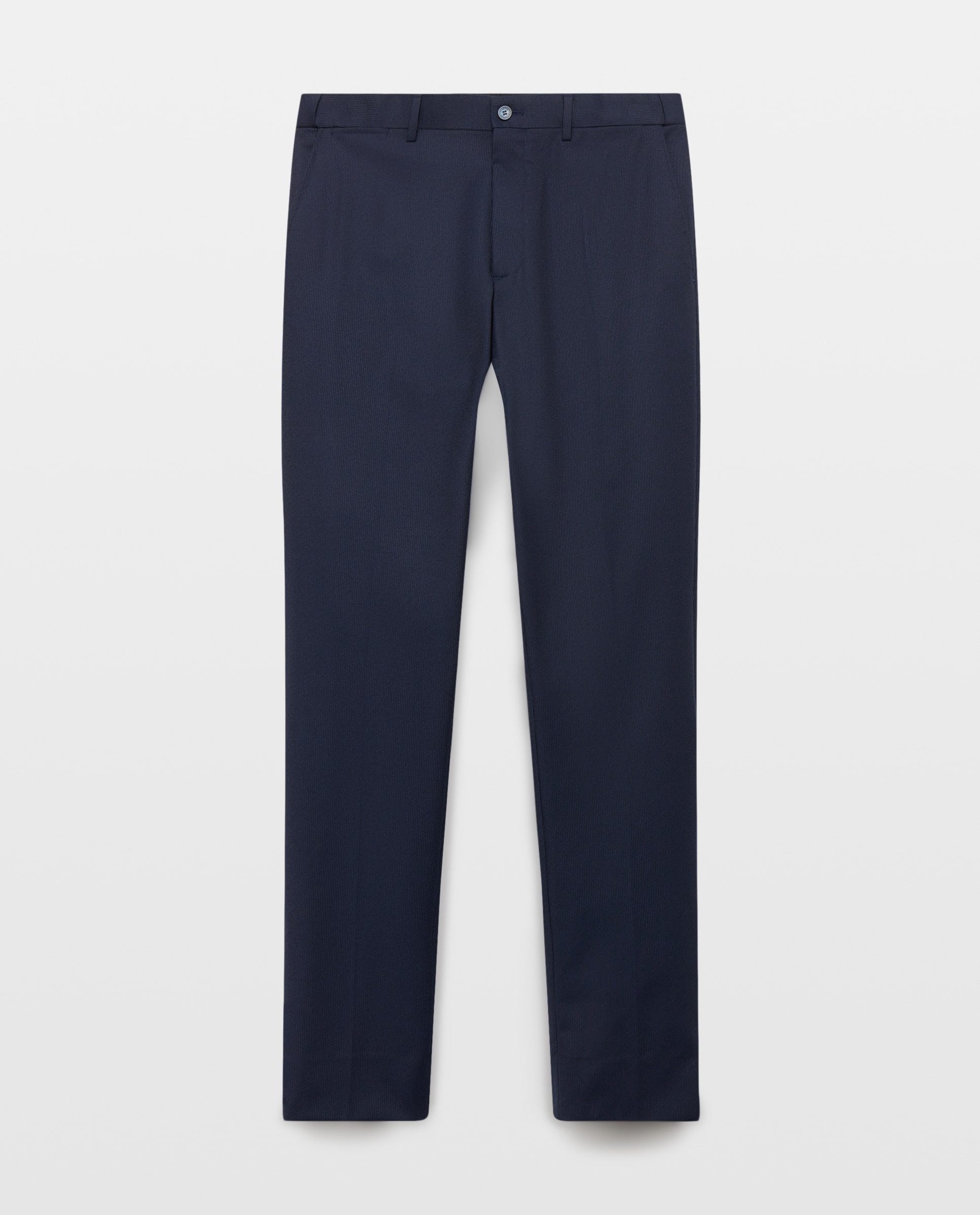 Pantalón de traje lavable raya fit slim mezcla con lana de hombre - Dustin - Azul marino Azul marino-4