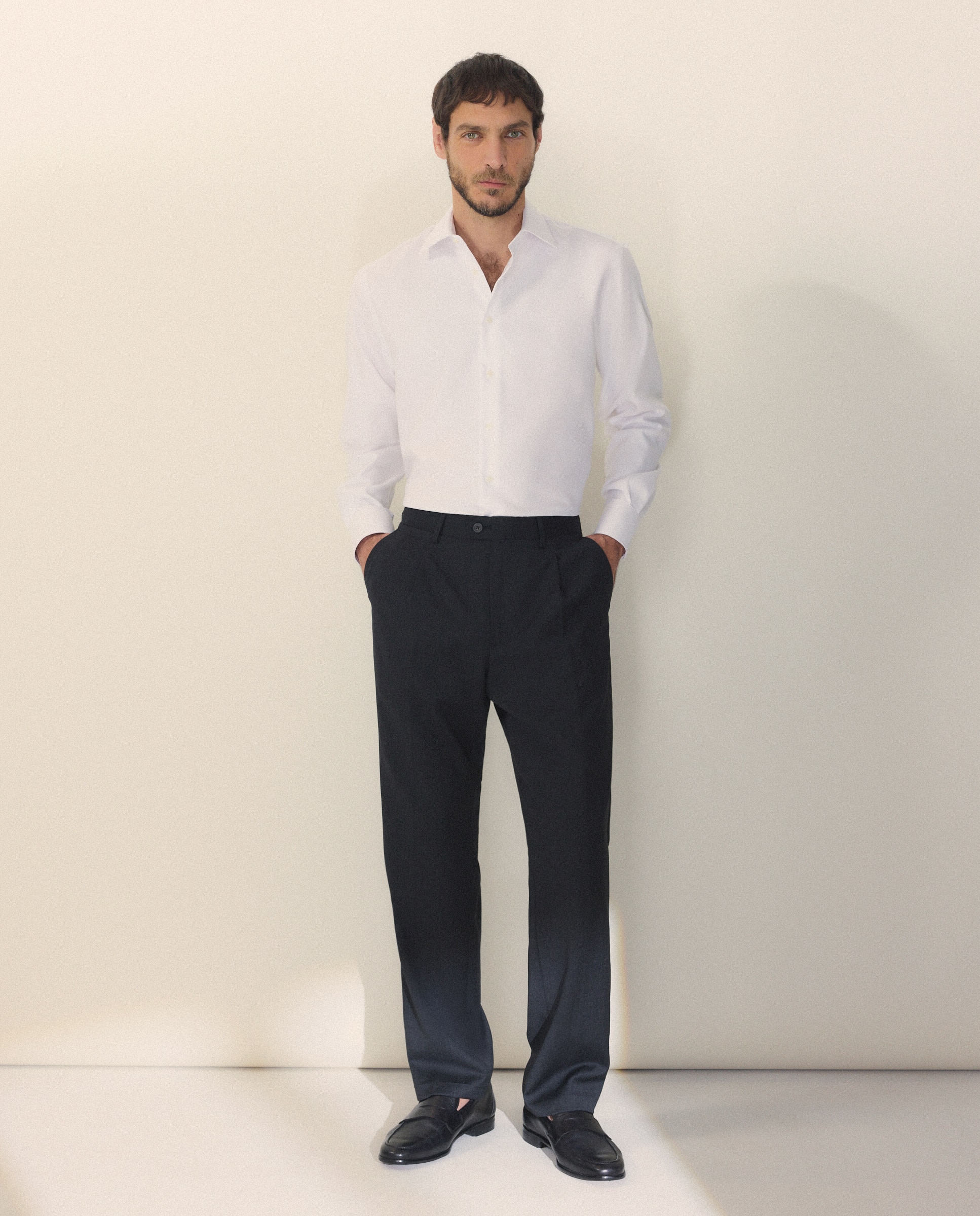 Pantalón separate Slim liso vestir 100% Lana hombre - Emidio Tucci - Negro Negro-1
