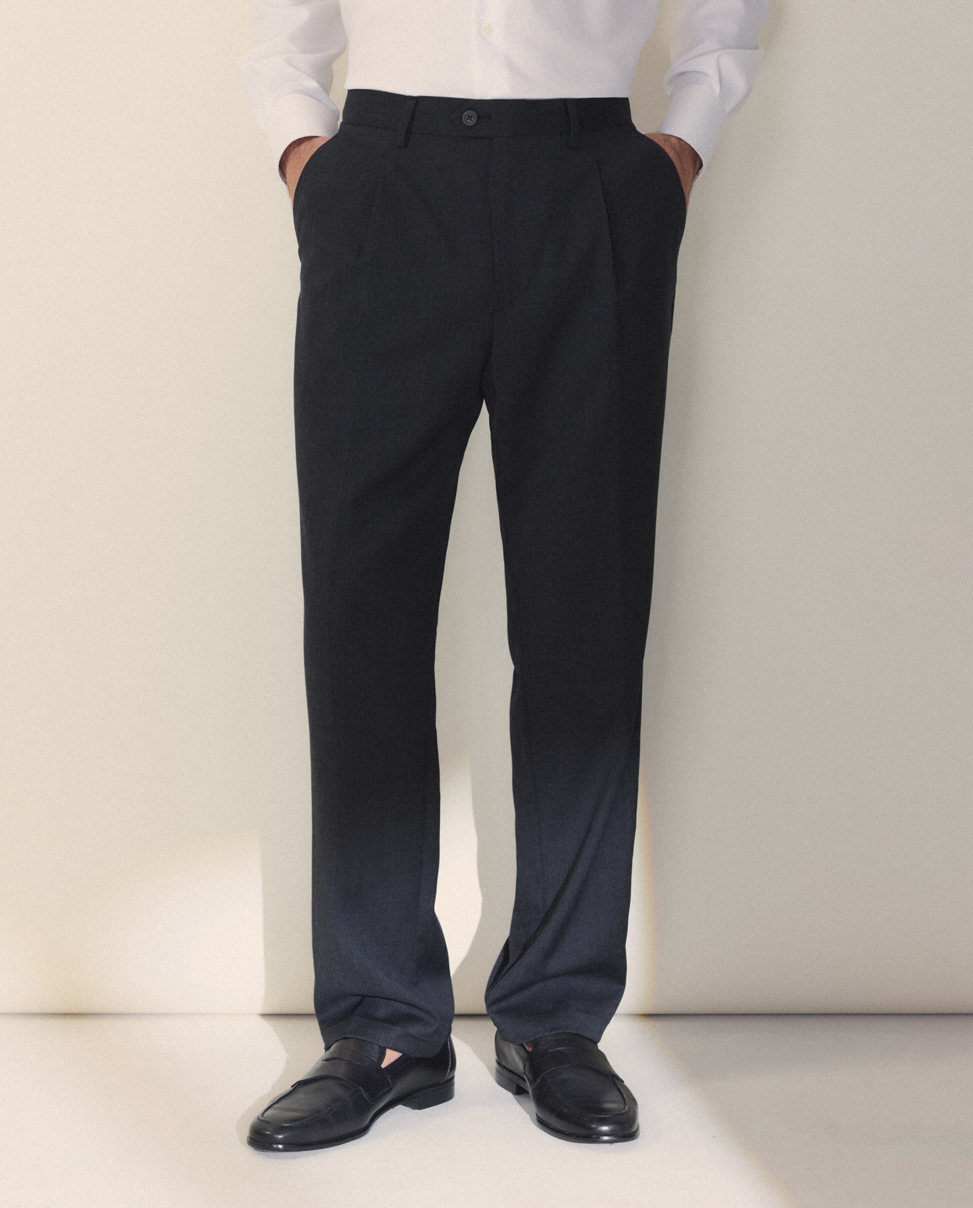 Pantalón separate Slim liso vestir 100% Lana hombre - Emidio Tucci - Negro Negro-2