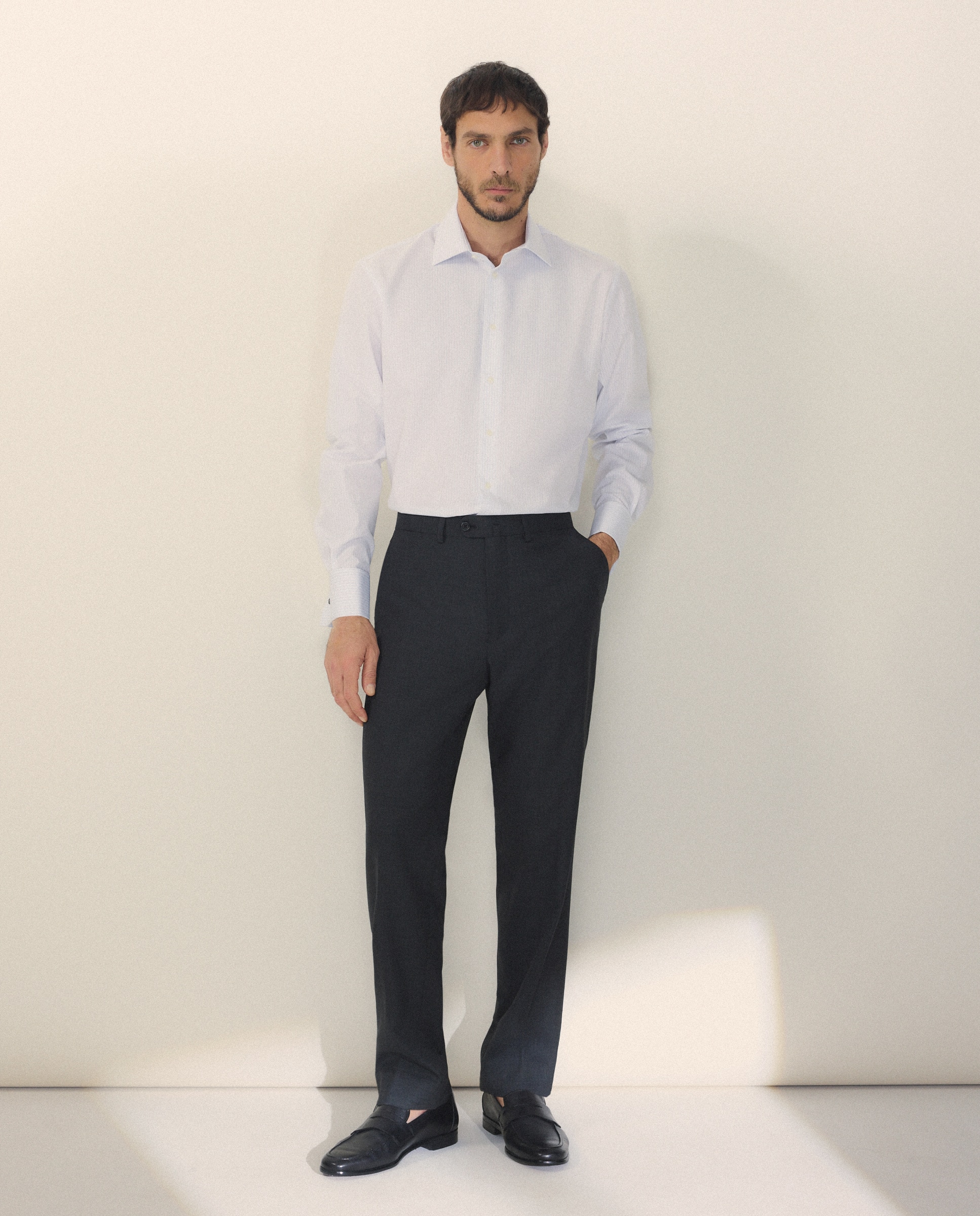 Pantalón separate Slim liso vestir 100% Lana hombre - Emidio Tucci - Gris oscuro Gris oscuro-1