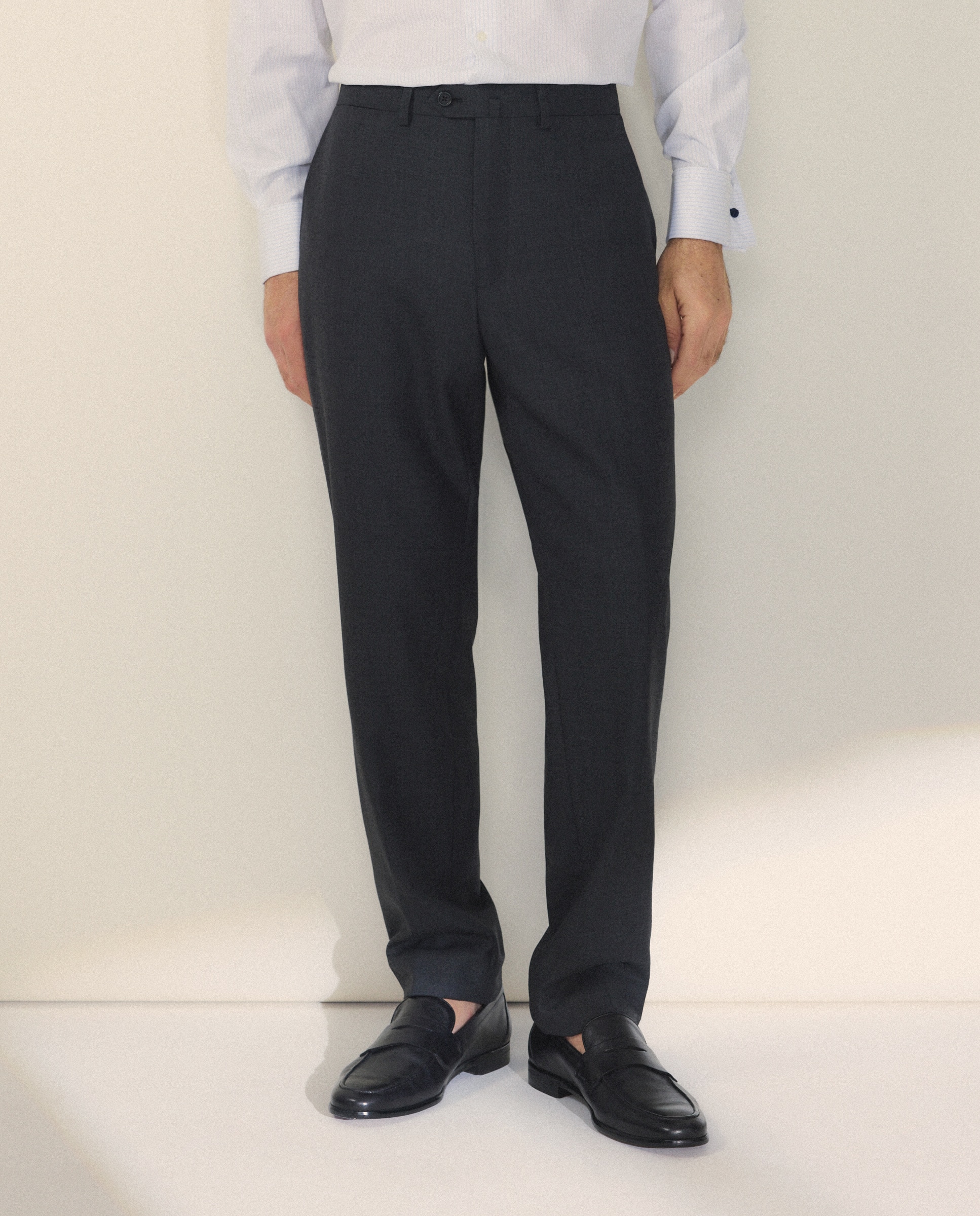 Pantalón separate Slim liso vestir 100% Lana hombre - Emidio Tucci - Gris oscuro Gris oscuro-2